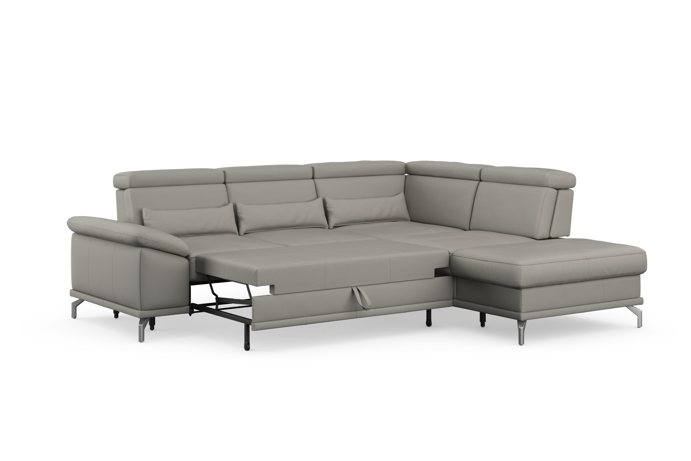 sit&more Ecksofa »Cabrio L-Form, mit Sitztiefenverstellung, Arm- und Kopfteilverstellung«, 3 Nierenkissen, Federkern, optional Bettfunktion und Stauraum