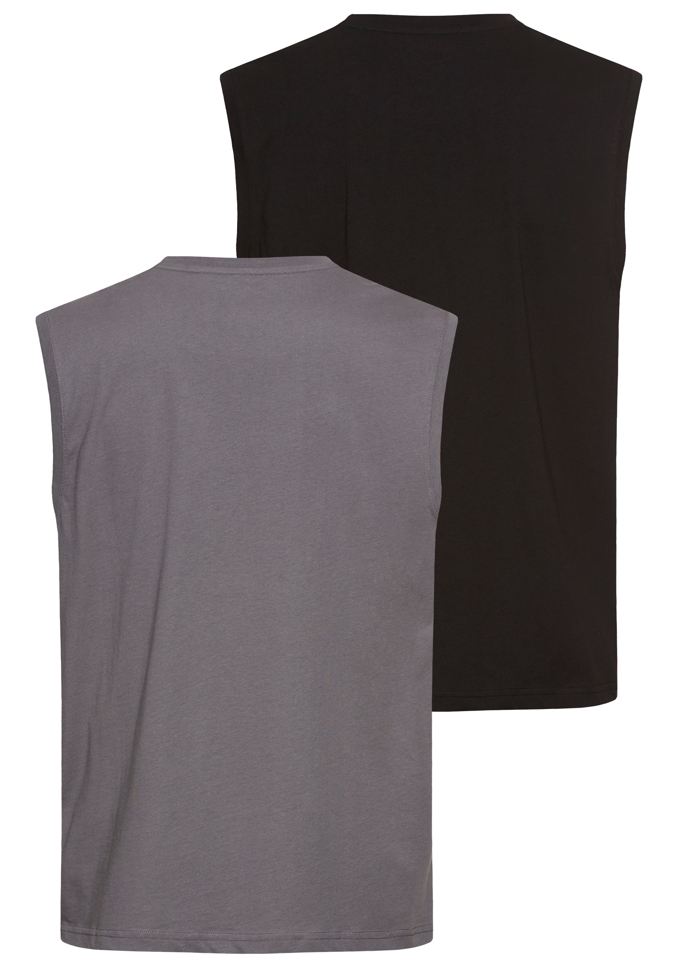 Man's World Muscleshirt, (2er-Pack), ärmellos, bedruckt, Rundhalsausschnitt, aus 100% Baumwolle