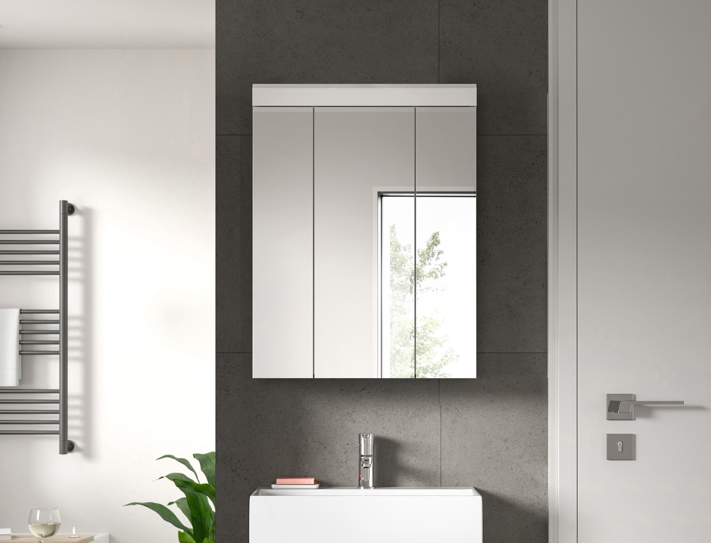 INOSIGN Badezimmerspiegelschrank »Siena, Breite 60cm, 3 Spiegeltüren, 9 Fäc günstig online kaufen