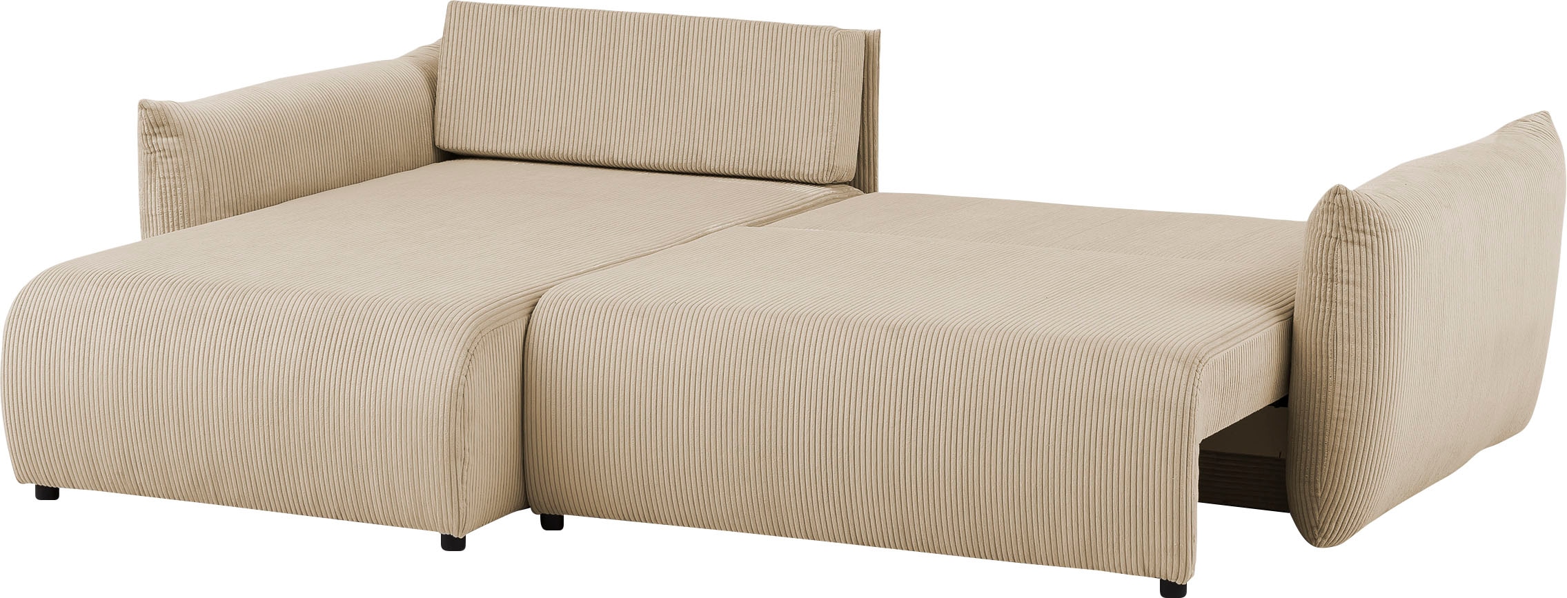 INOSIGN Ecksofa »MAVAS Schlafsofa mit Bettkasten, L-Form,«, ca.257/127cm (Liegefläche 212/145 cm), Cord, Chenille, Struktur