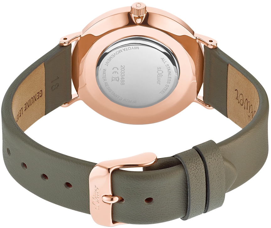 s.Oliver Quarzuhr, Armbanduhr, Damenuhr, analog, Lederarmband