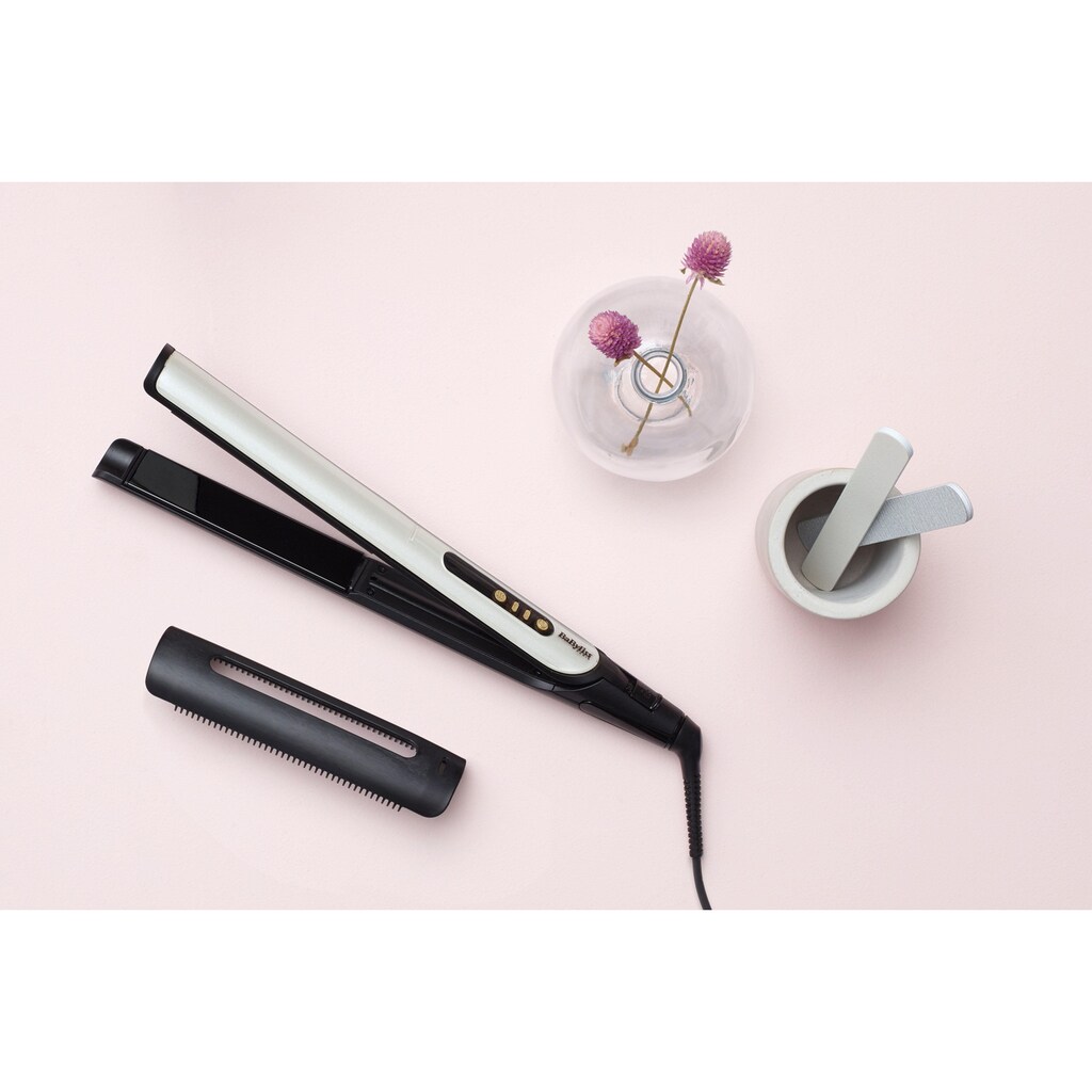 BaByliss Glätteisen »ST455E«, Titanium-Keramik-Beschichtung, White & Gold Glätteisen Sensitive Straight & Curl M