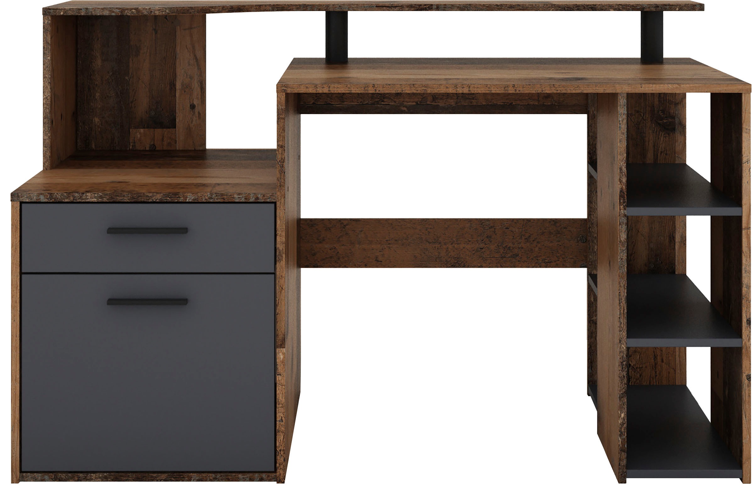 byLIVING Schreibtisch »Louise«, Breite 140 cm, Regal-Schreibtisch mit viel Stauraum