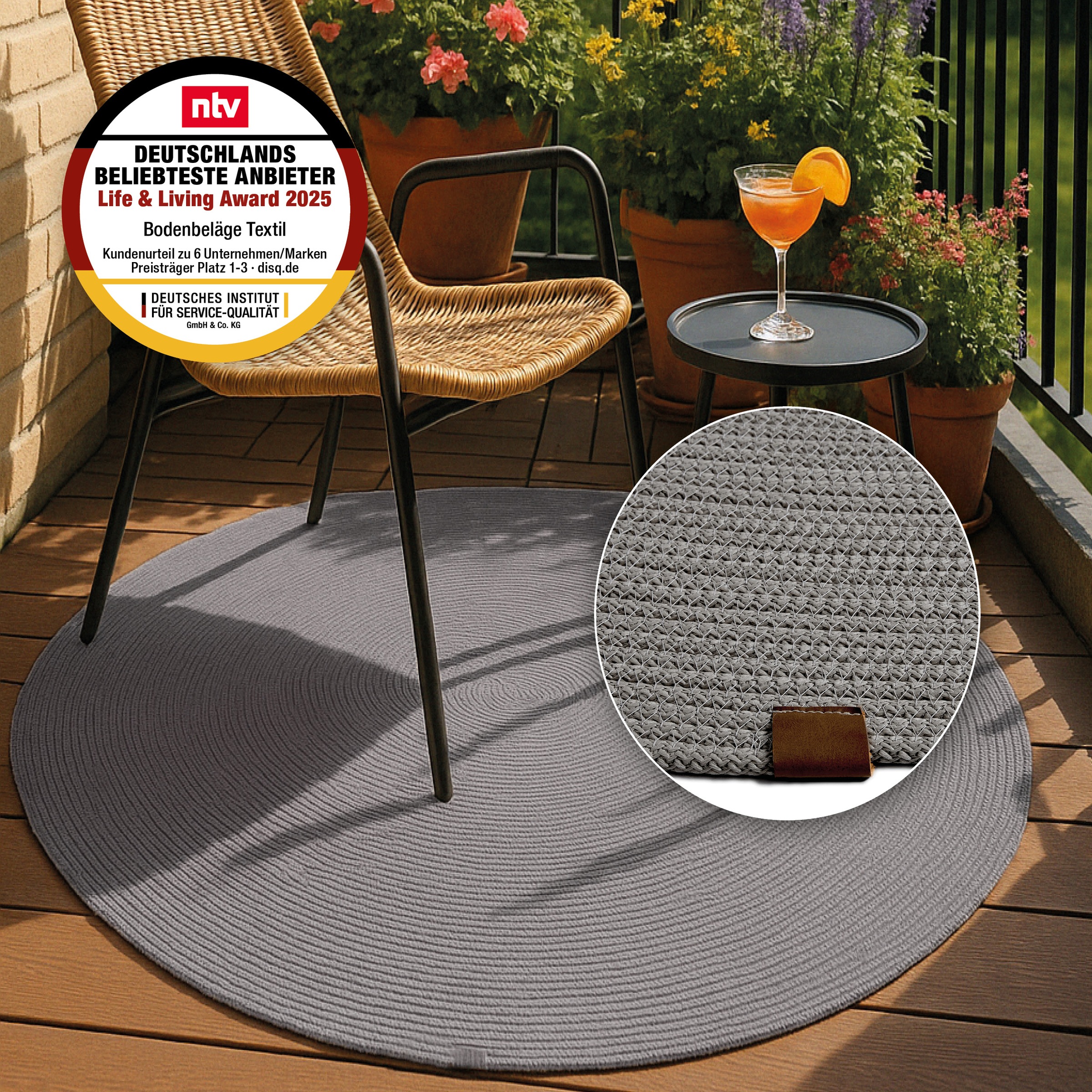 ASTRA Teppich »Paris«, rund, 8 mm Höhe, In- und Outdoor geeignet, Aussenbereich, Wohnzimmer