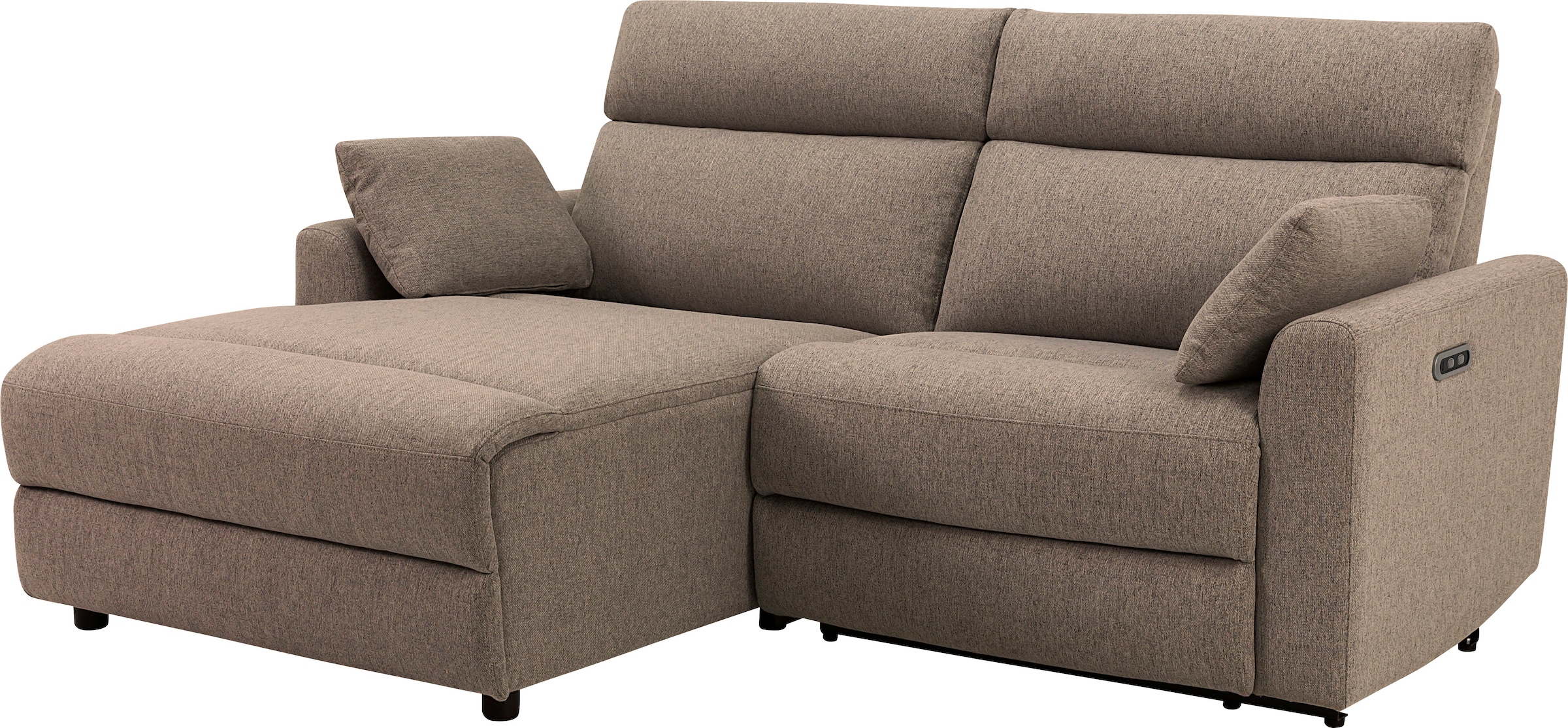 INOSIGN Ecksofa »JENNA, L-Form, 209cm, manuelle u. elektrische Funktion, mit USB A/C,«, Liegefunktion 105°-150°, Federkern, Struktur fein
