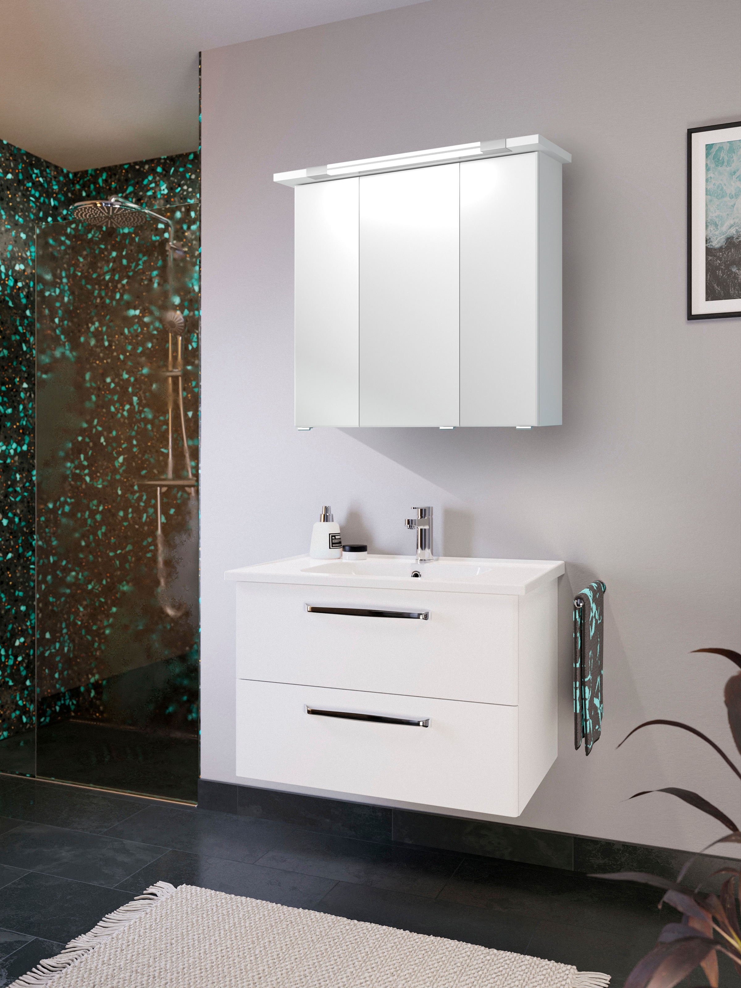 Saphir Badmöbel-Set »Trentino 2-teilig Keramik-Waschtisch, Spiegelschrank m günstig online kaufen