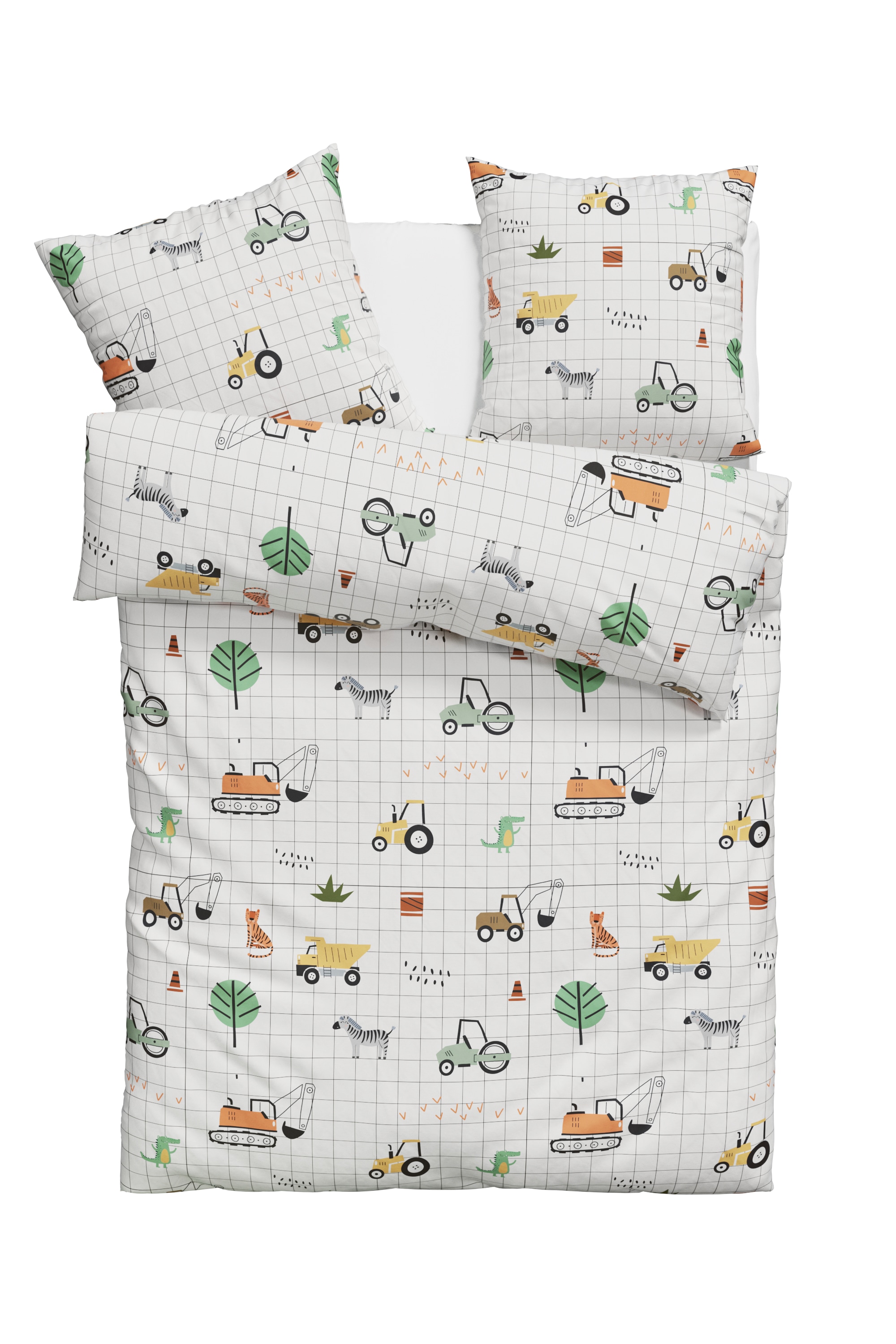 Lüttenhütt Kinderbettwäsche »CUDDLEE«, in vielen Designs: Dino,Einhorn,Weltraum,Baustelle,Herz,Trecker,Safari