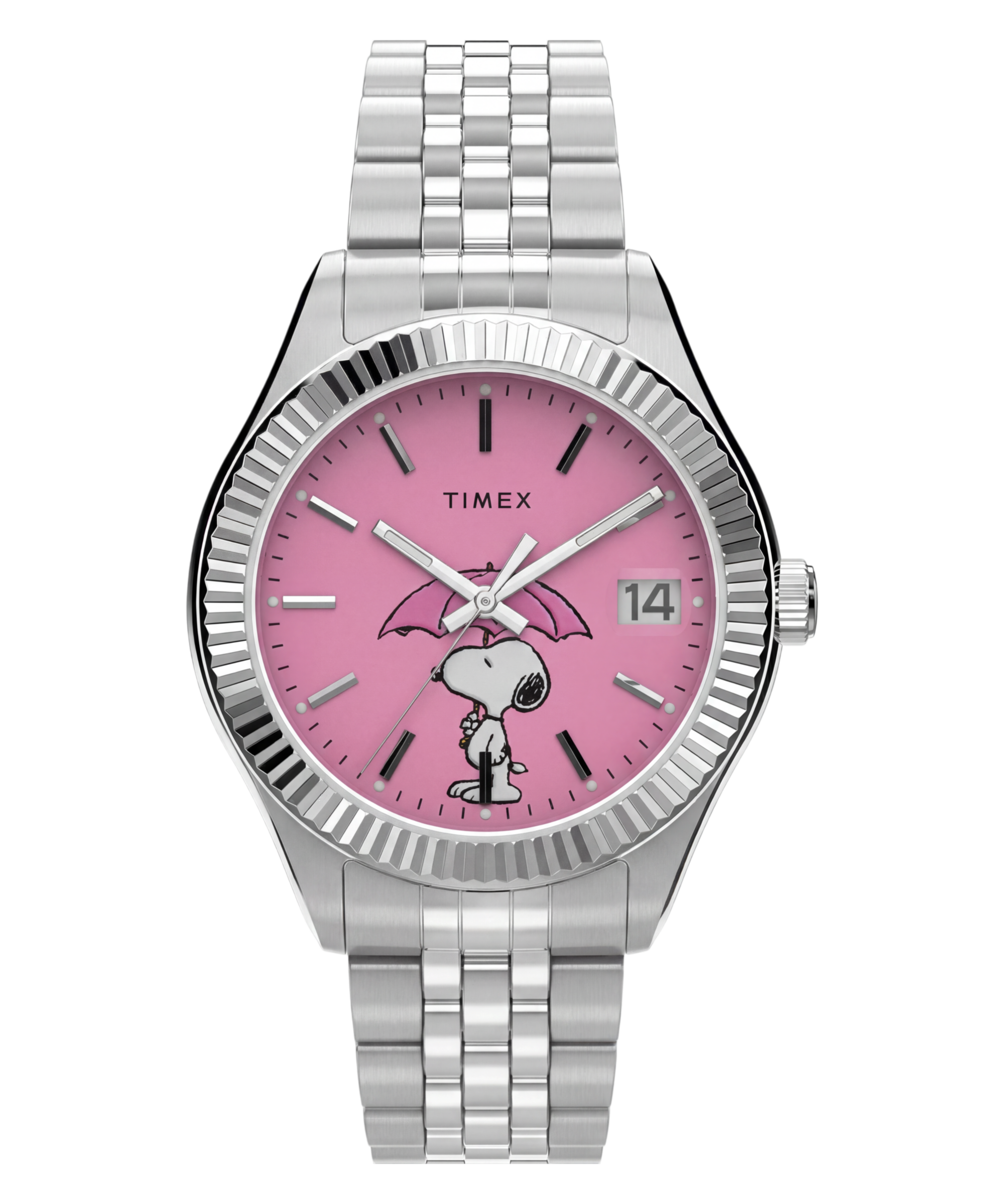 Timex Quarzuhr »TMEX x PEANUTS TIMEX LEGACY« Armbanduhr, Damenuhr, Edelstahlarmband, analog, Tag