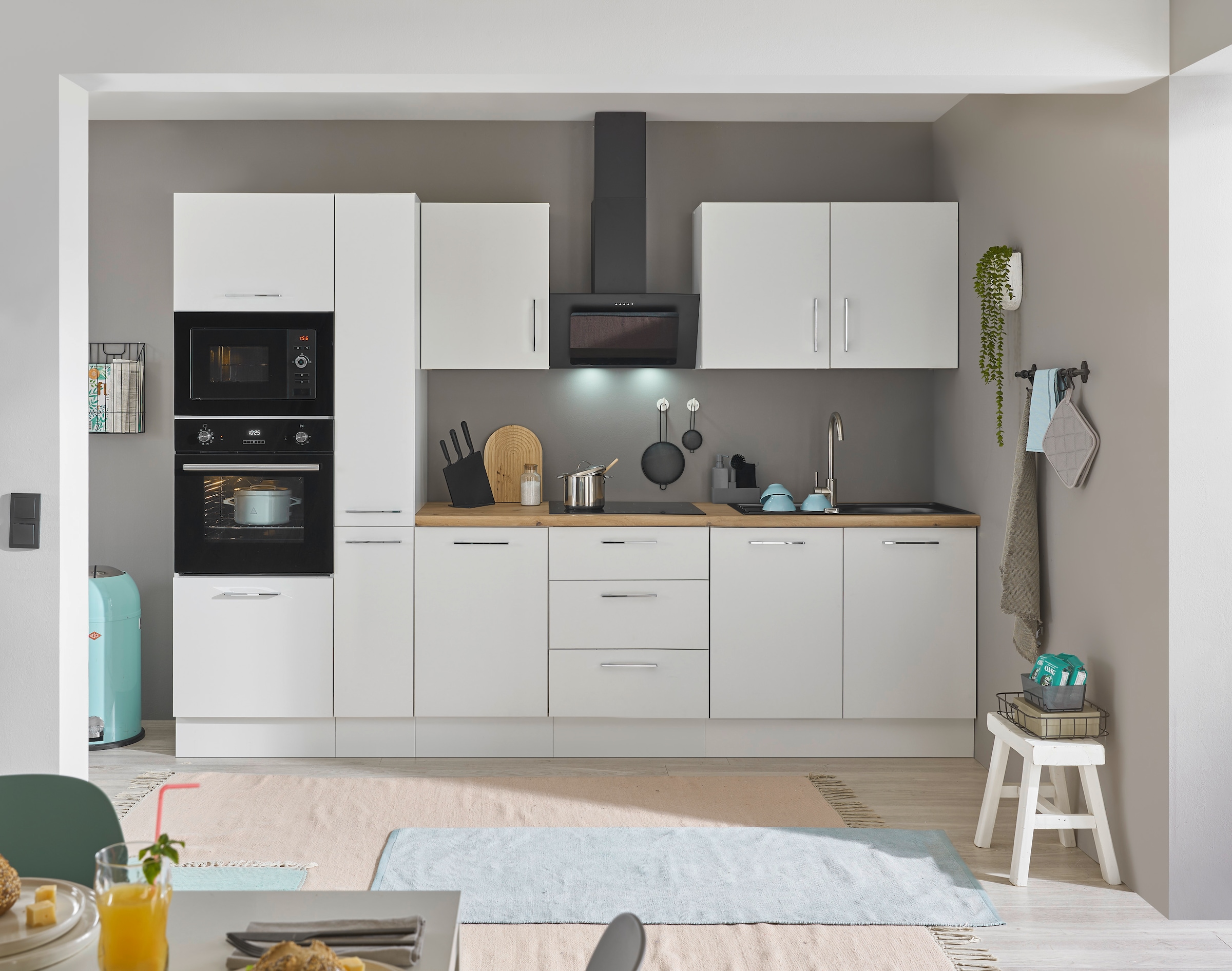 BASIC by Balculina Küchenzeile »Turin«, Breite 300 cm, wahlweise mit E-Geräten