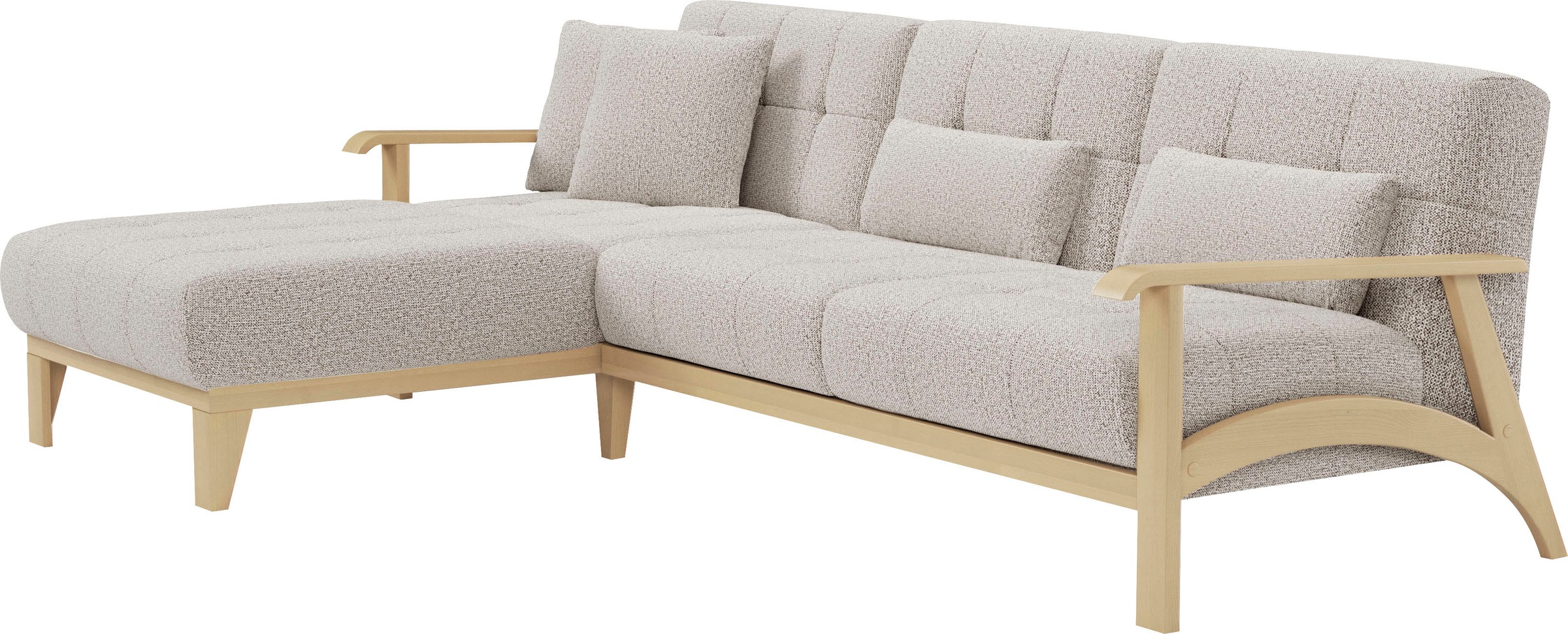 sit&more Ecksofa »Billund L-Form«, Armlehnen aus Buchenholz in natur, verschiedene Bezüge und Farben