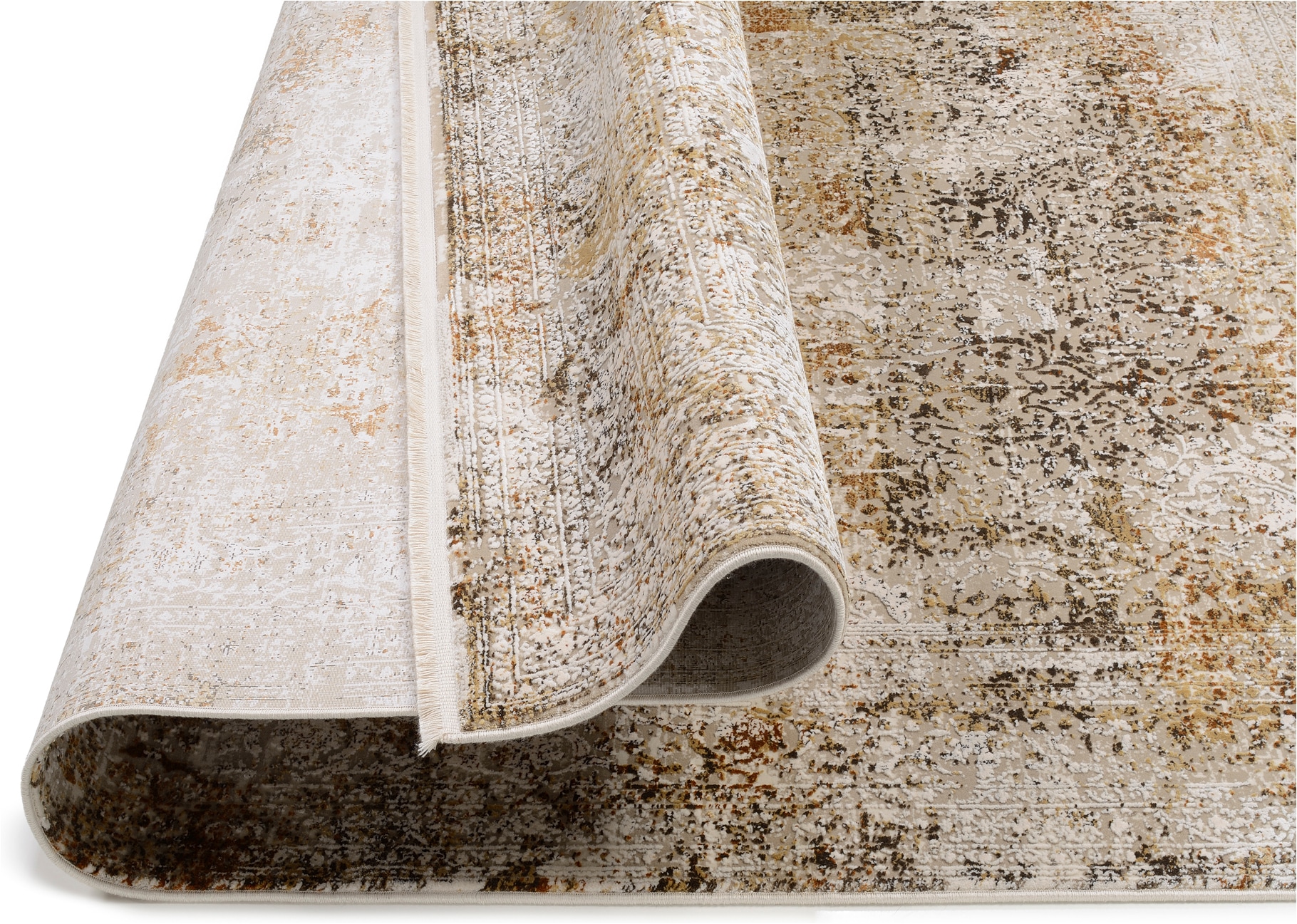 OCI DIE TEPPICHMARKE Teppich »BESTELLER CAVA« rechteckig 8 mm Höhe Glanz Viskose, mit Fransen, Hoch Tief Struktur, Vintage, Wohnzimmer
