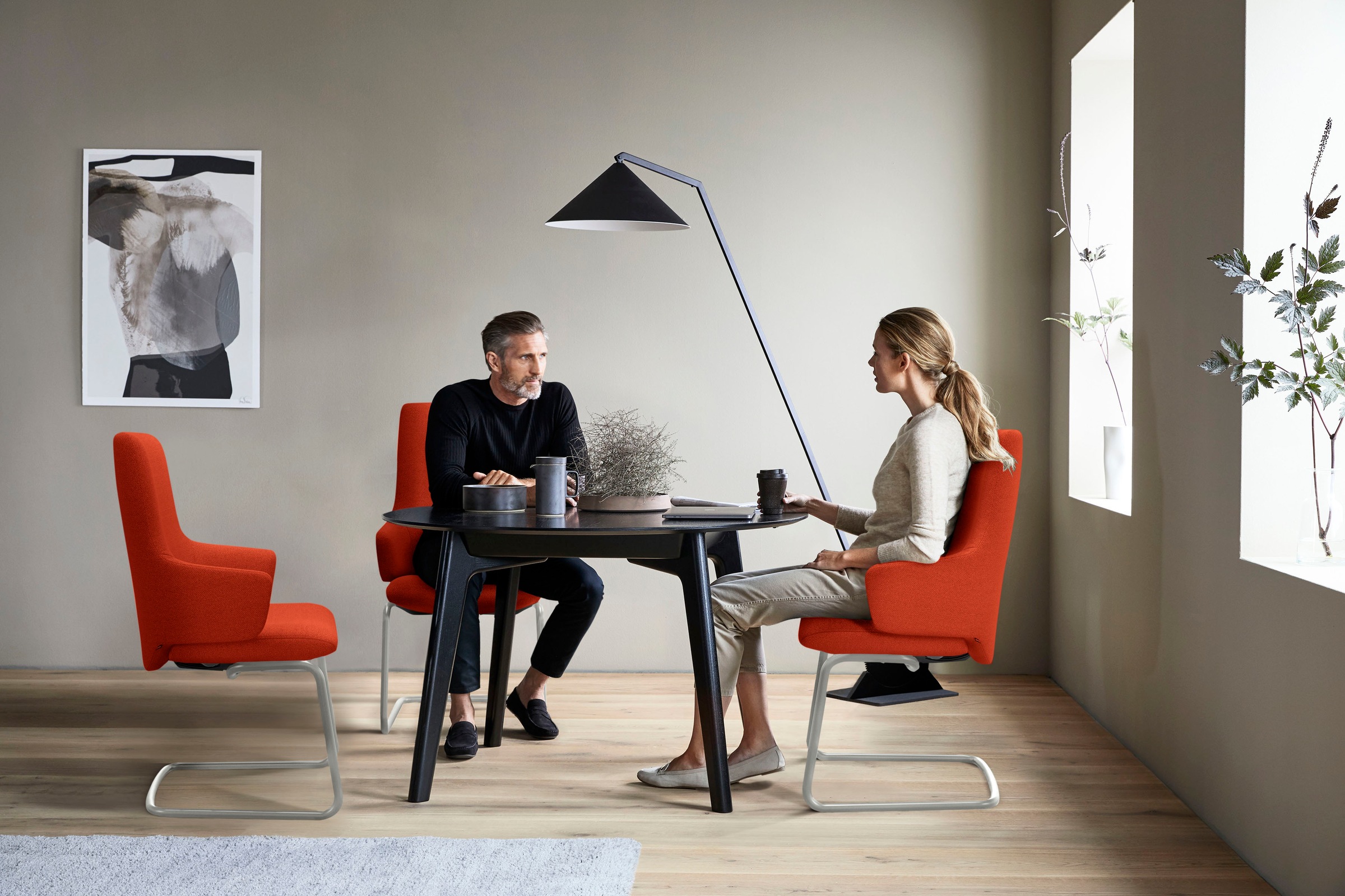 Stressless® Polsterstuhl »Laurel«, ROHLEDER Stoff Q2 FARON, High Back mit Armlehne, Größe L, mit Beinen aus Stahl in Chrom
