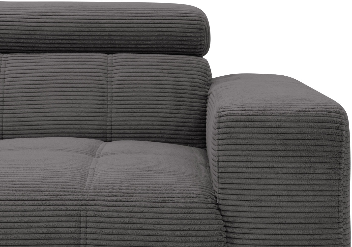 DOMO collection Ecksofa »Trento L-Form, mit Kufenfuß oder Einzelfuß«, wahlweise mit Kopfteilverstellung, Recamiere links/rechts bestellbar