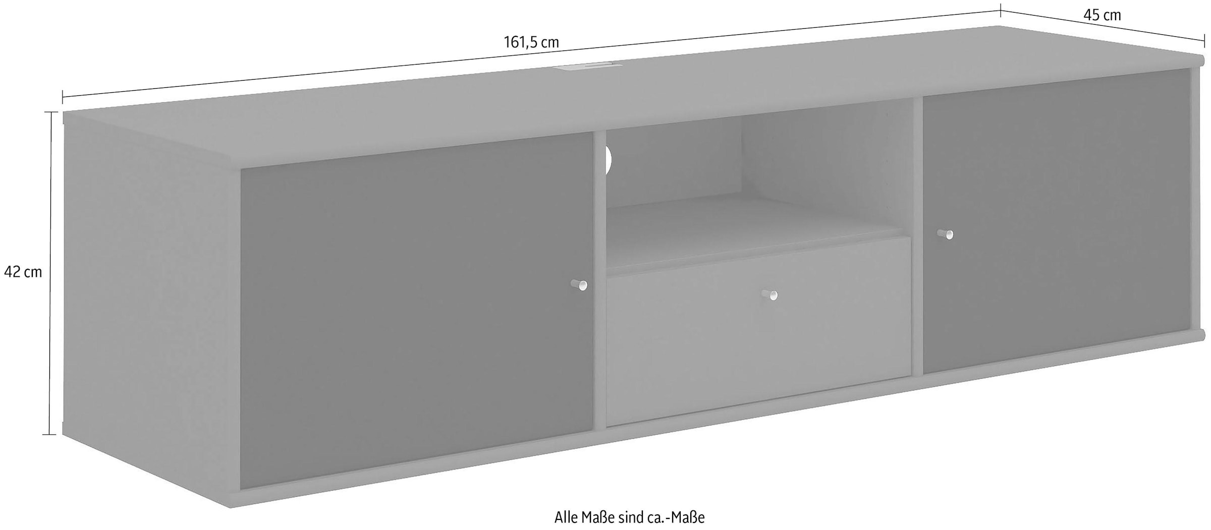 Hammel Furniture TV-Board »Mistral Fernsehschrank, Medienmöbel, Hängend«, mit Türen mit Akustikstoff, Kabeldurchführung, Lowboard, B: 161,5 cm