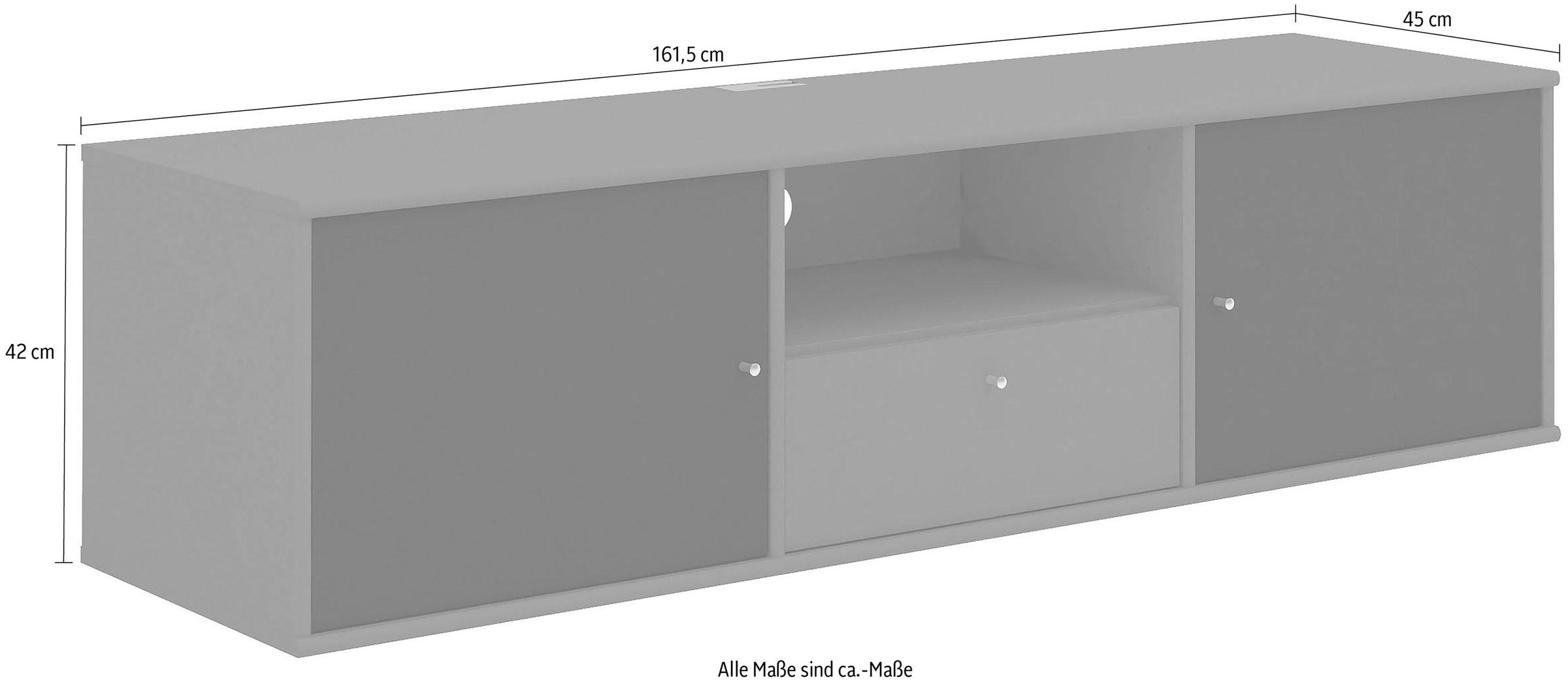 Hammel Furniture TV-Board »Mistral Fernsehschrank, Medienmöbel, Hängend«, mit Türen mit Akustikstoff, Kabeldurchführung, Lowboard, B: 161,5 cm