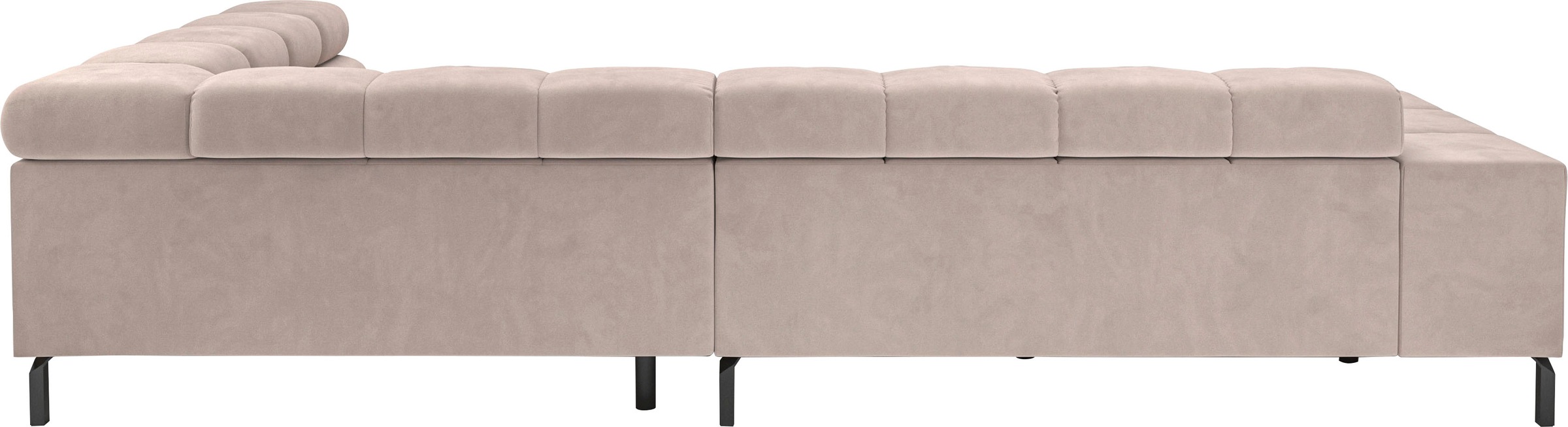 INOSIGN Ecksofa »Ancona New, wahlweise motorische Sitztiefenverstellung, auch in Cord«, feine Steppung, mit Kopfteilverstellung, 3 Zierkissen, L-Form
