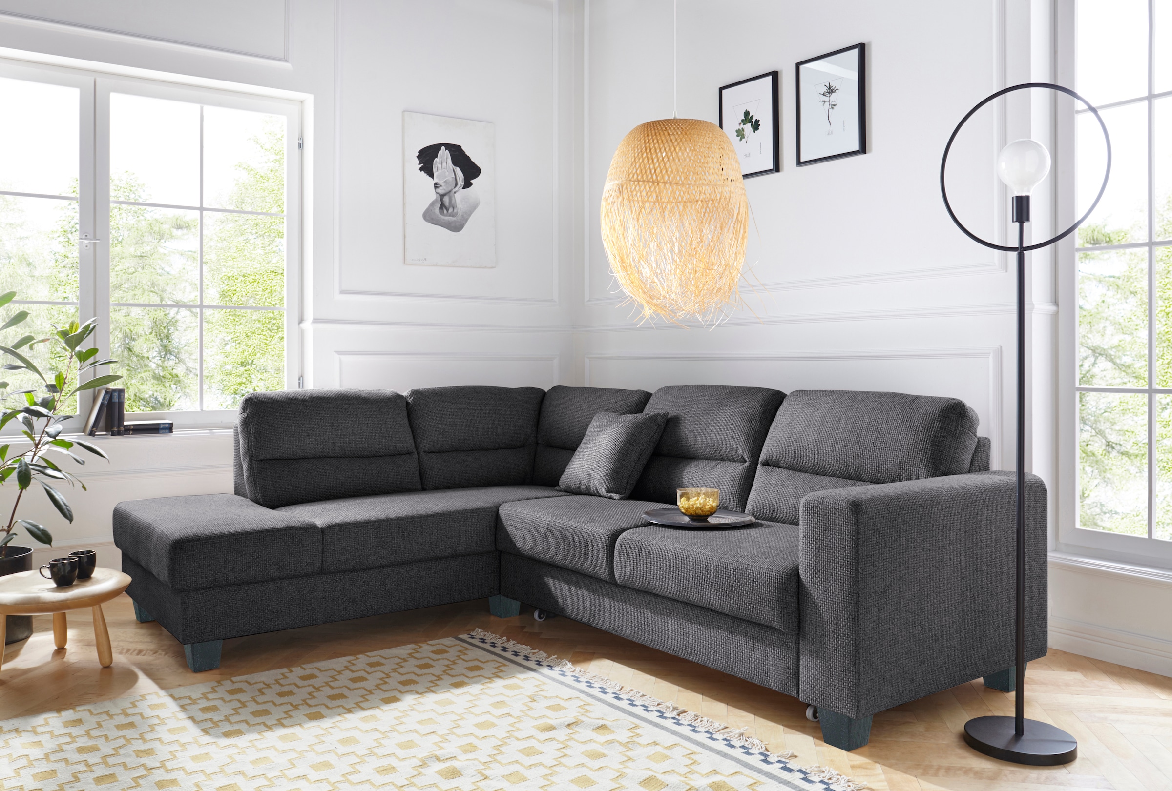 TRENDMANUFAKTUR Ecksofa »Chamber, zeitlos und modern, hoher Sitzkomfort, L-Form«, wahlweise mit Schlaffunktion