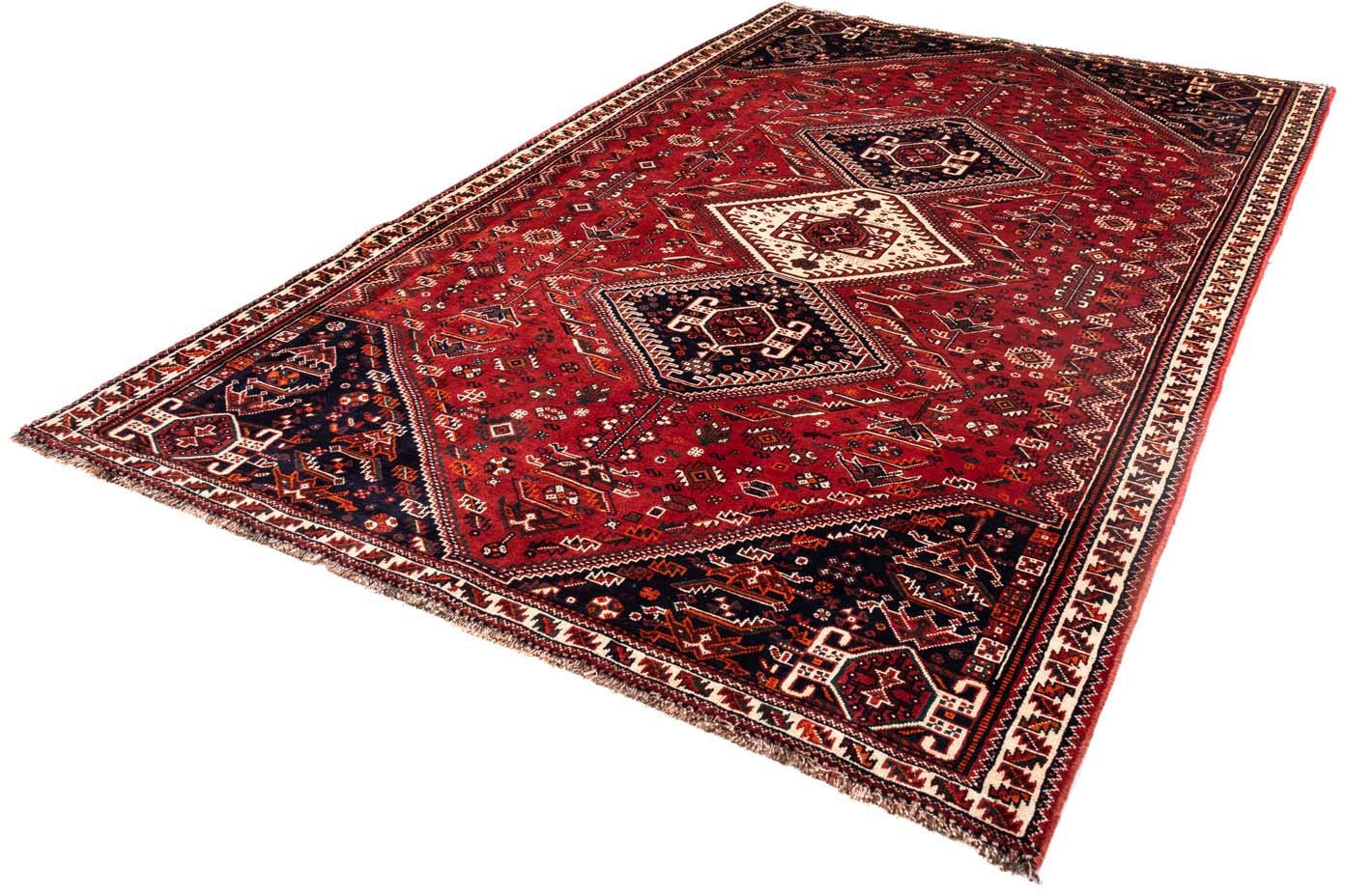 Wollteppich „Shiraz Medaillon 285 x 173 cm“, rechteckig, Unikat mit Zertifikat Dunkelrot 1 mm B/L: 173 cm x 285 cm – 1 mm