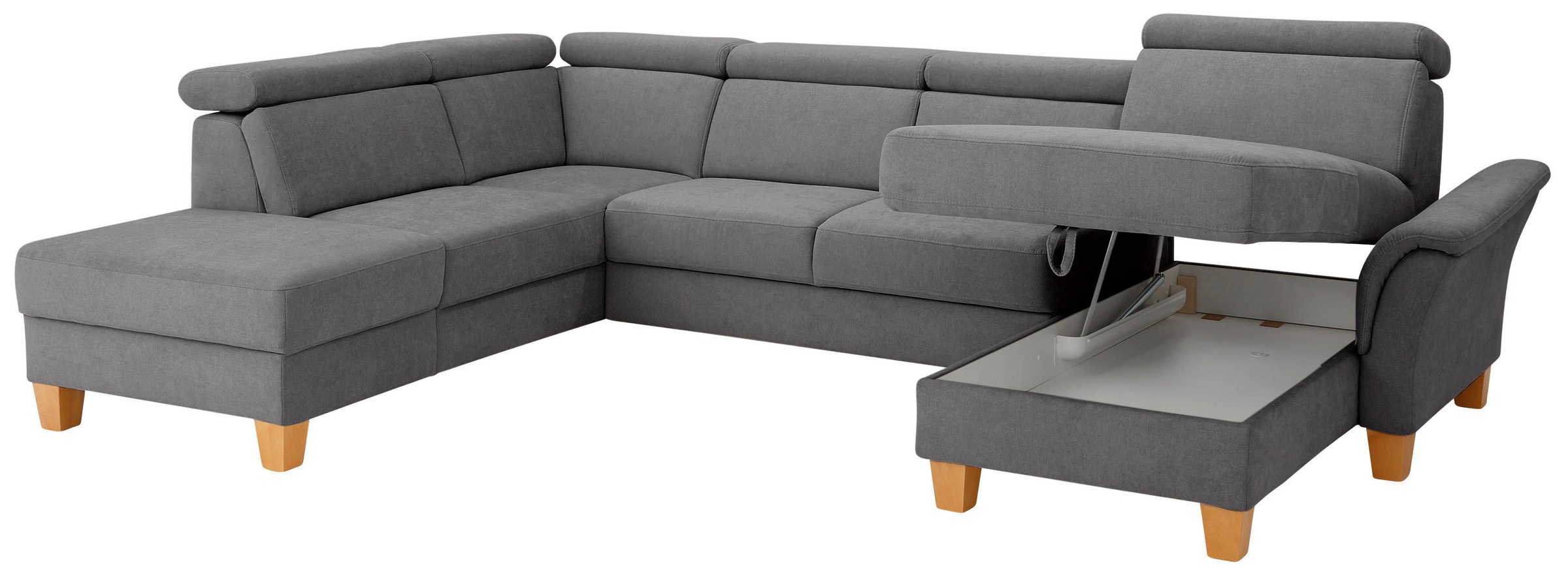 Home affaire Wohnlandschaft »Conville U-Form«, Kopfteilverstellung wahlweise mit Bettfunktion und Bettkasten