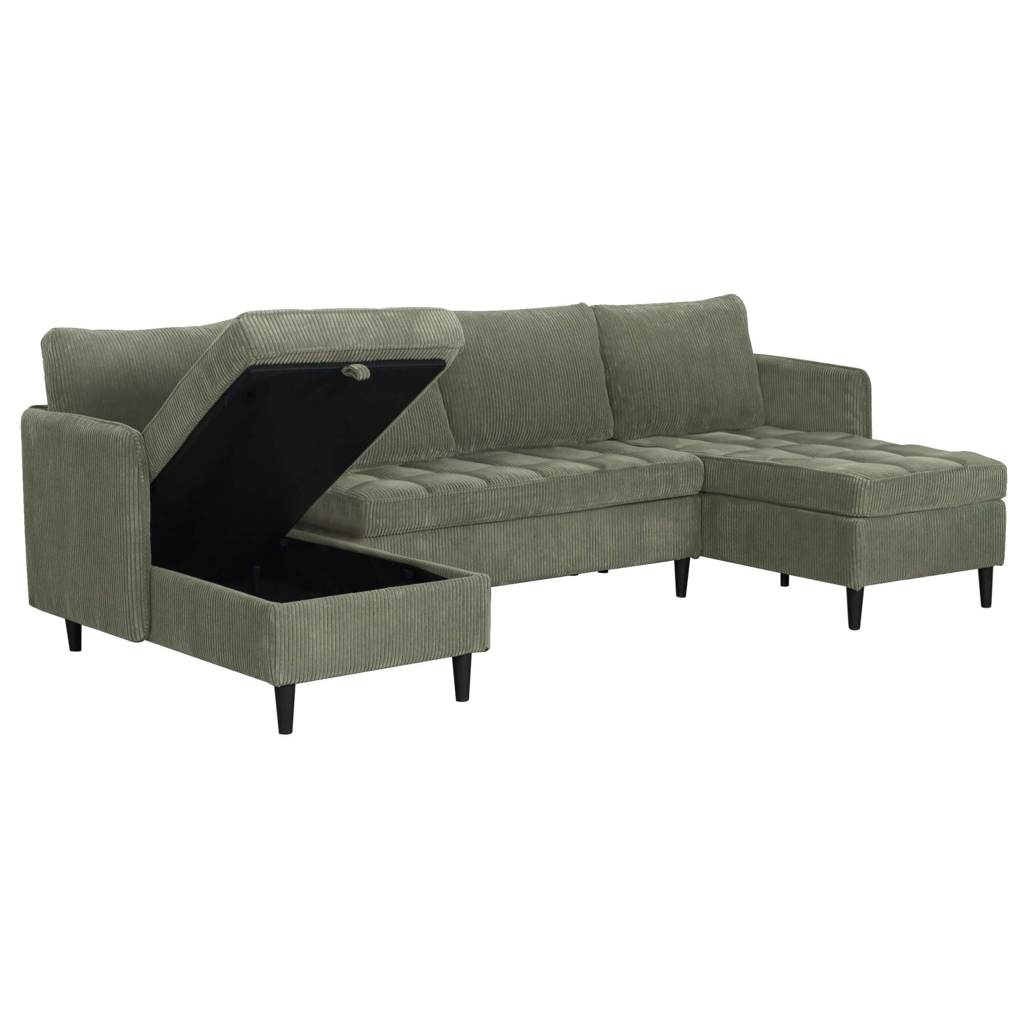 Dorel Home Wohnlandschaft »LINDHUS, Cord, Modulsofa, verschiedene Stellvarianten« Breite als U-Form (254cm) mit Verbindern fixierbar, Recamiere,Stauraum