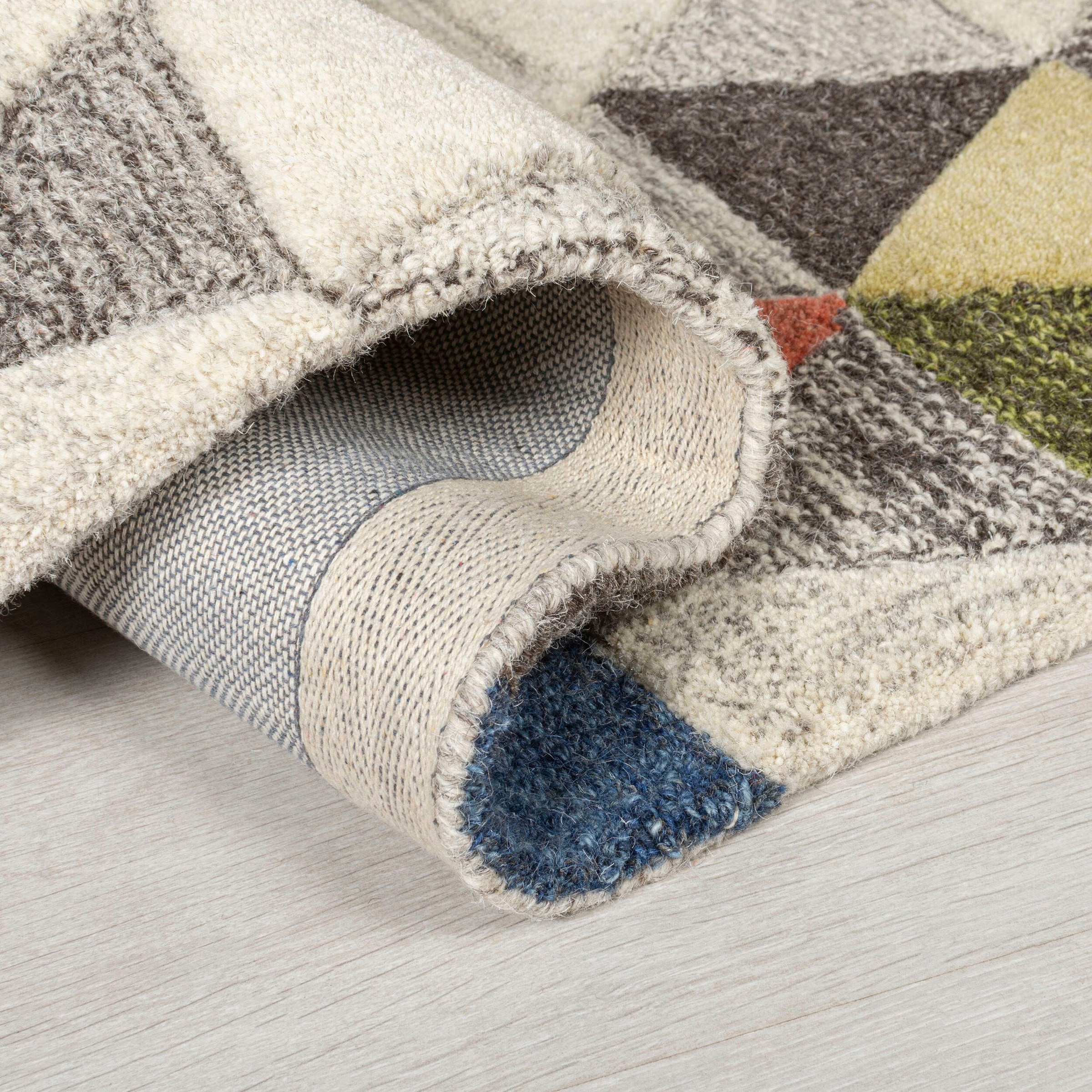 FLAIR RUGS Wollteppich »Amari«, rechteckig, 10 mm Höhe, mit Hoch-Tief-Effekt, aus 100% Wolle, grafische & geometrische Muster