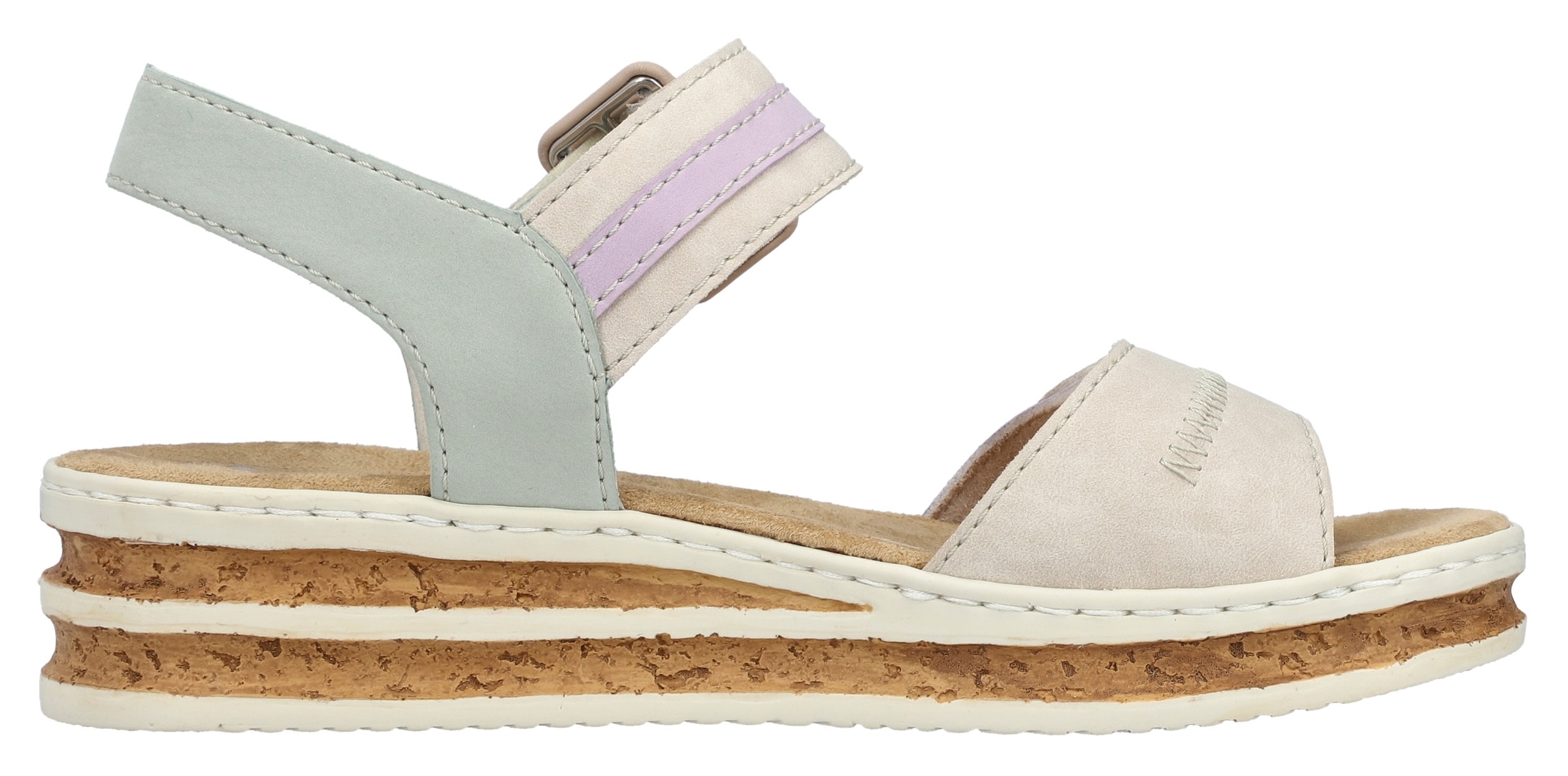 Rieker Keilsandalette, Sommerschuh, Urlaubschuh, Sandale mit regulierbaren Klettverschlüssen