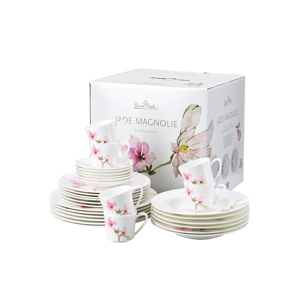 Rosenthal Kombiservice »Geschirr-Set, Service Jade Magnolie«, (Set, 30 tlg.), 30 Teile, für 6 Personen