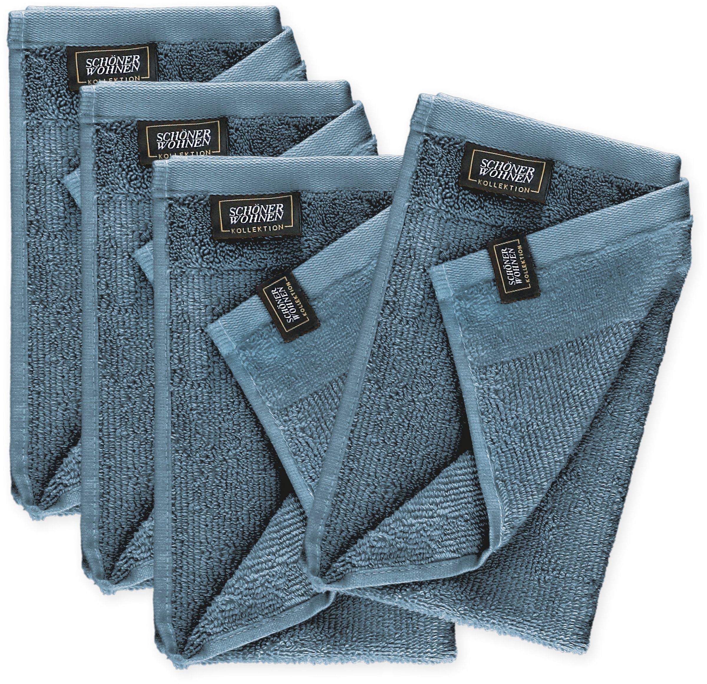 SCHÖNER WOHNEN-Kollektion Gaestehandtuecher »Sense« mit Velourborte, hautschmeichelnde Airtouch Qualität, super weich blau Frottee, Obermaterial: 100%