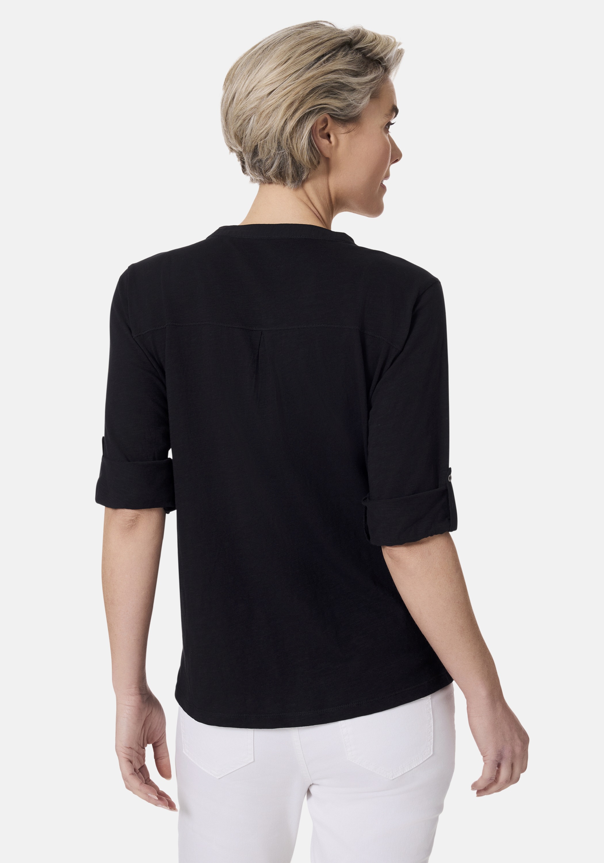 STOOKER WOMEN 3/4-Arm-Shirt »MARIE T-Shirt 3/4-Arm«, Regular Fit Slub Yarn Baumwolle Henley Shirt Knopfleiste für Damen