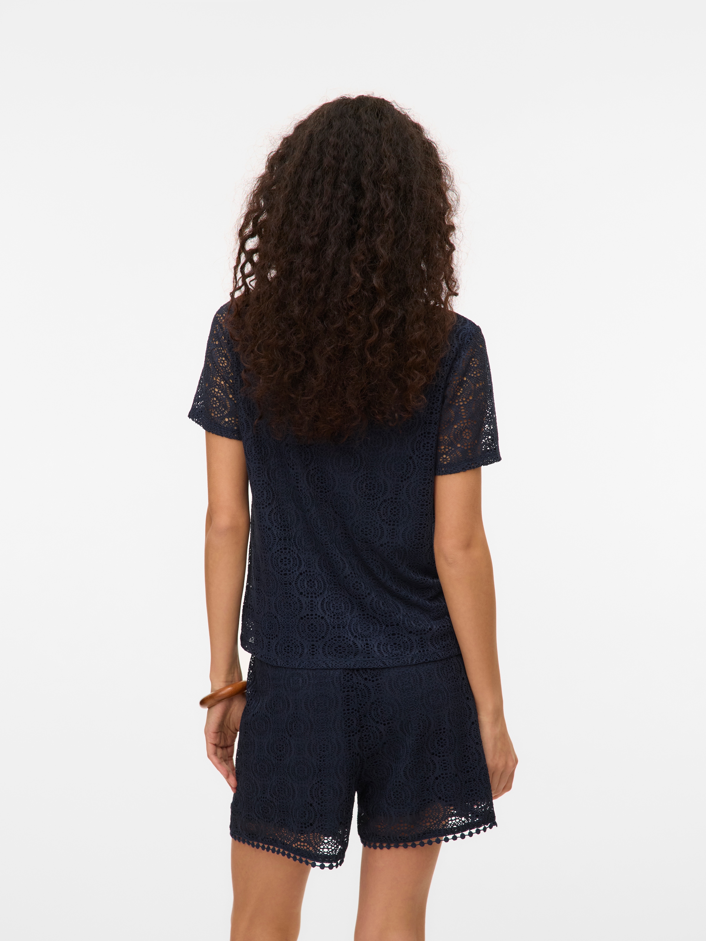 Vero Moda V-Shirt »VMMAYA SS V NECK TOP JRS« Materialmix, regular fit, Spitze