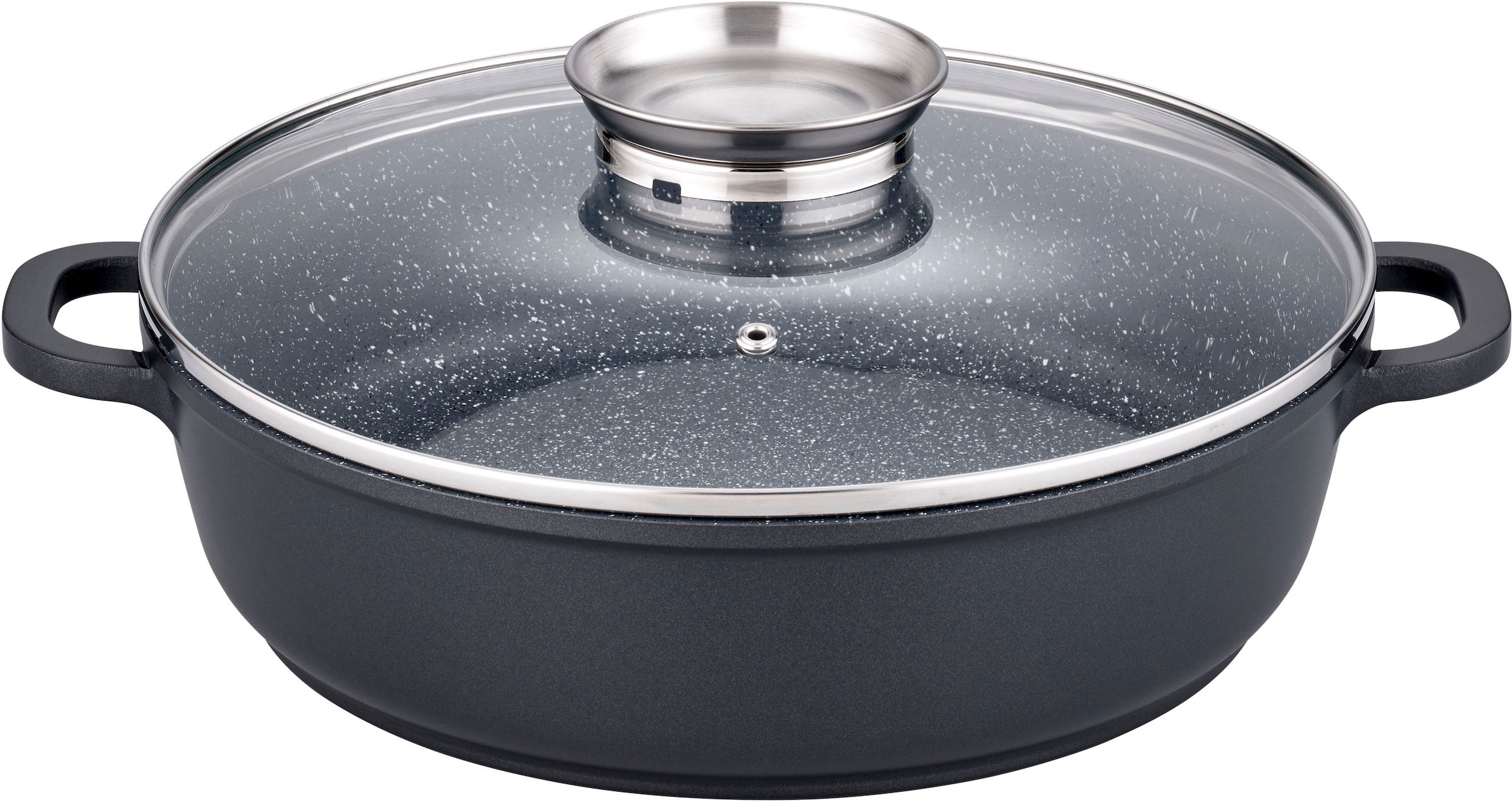 GSW Servierpfanne »Gourmet Granit«, Aluminiumguss, VITAFLON® GRANIT Antihaft-Versiegelung, Glasdeckel, Induktion