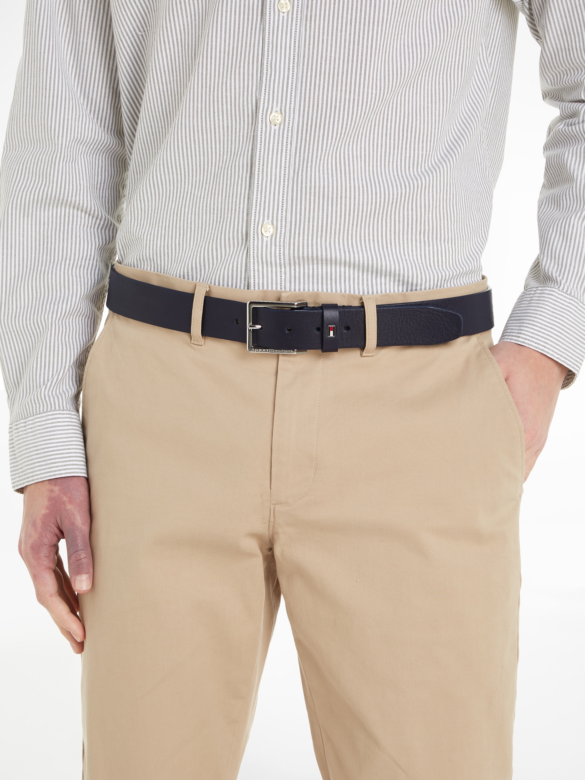Tommy Hilfiger Ledergürtel »Oliver« mit Kontrast-Schnalle und Logoschlaufe