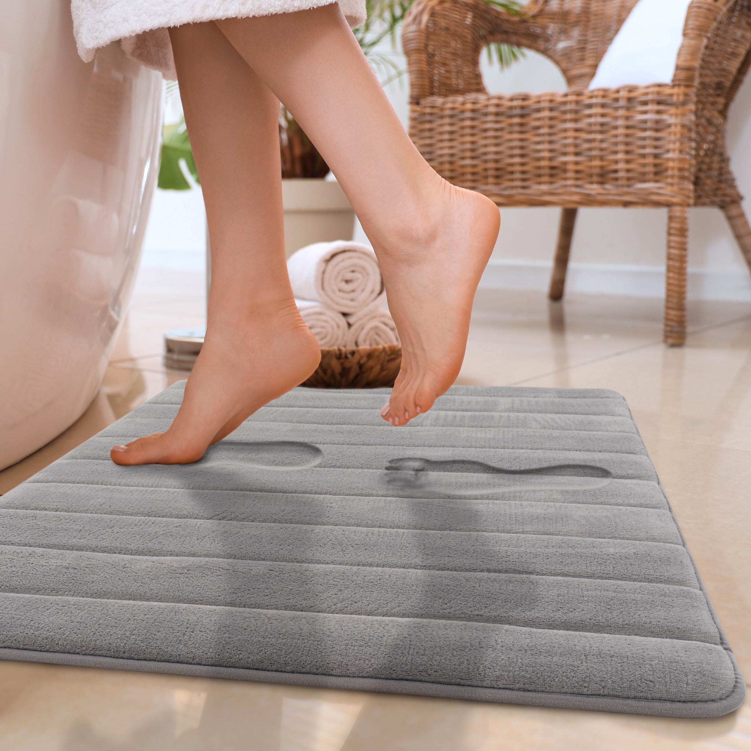 Paco Home Badematte "Corby 252, Memory-Schaum Effekt", grau, rechteckig (65cm x 120cm ), 1 Stk.