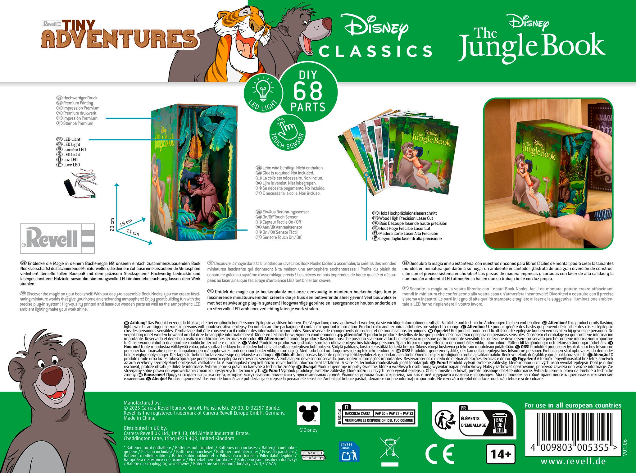 Revell® 3D-Puzzle »Book Nook, Tiny Adventures Disney Das Dschungelbuch«, Buchstütze; mit LED-Beleuchtung