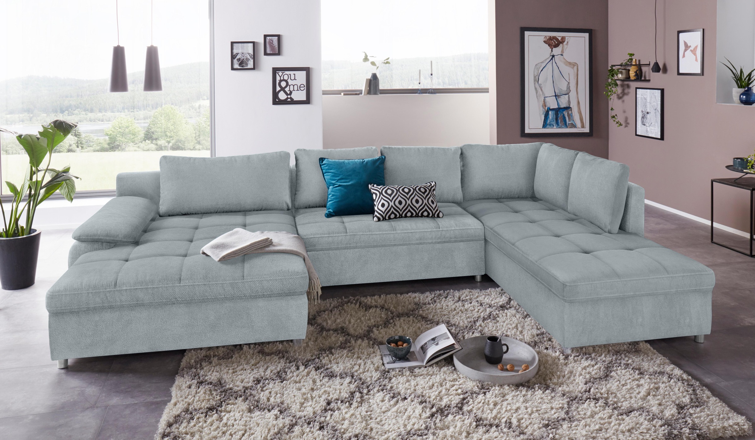 sit&more Wohnlandschaft »Labene U-Form«, wahlweise mit Bettfunktion und Bettkasten