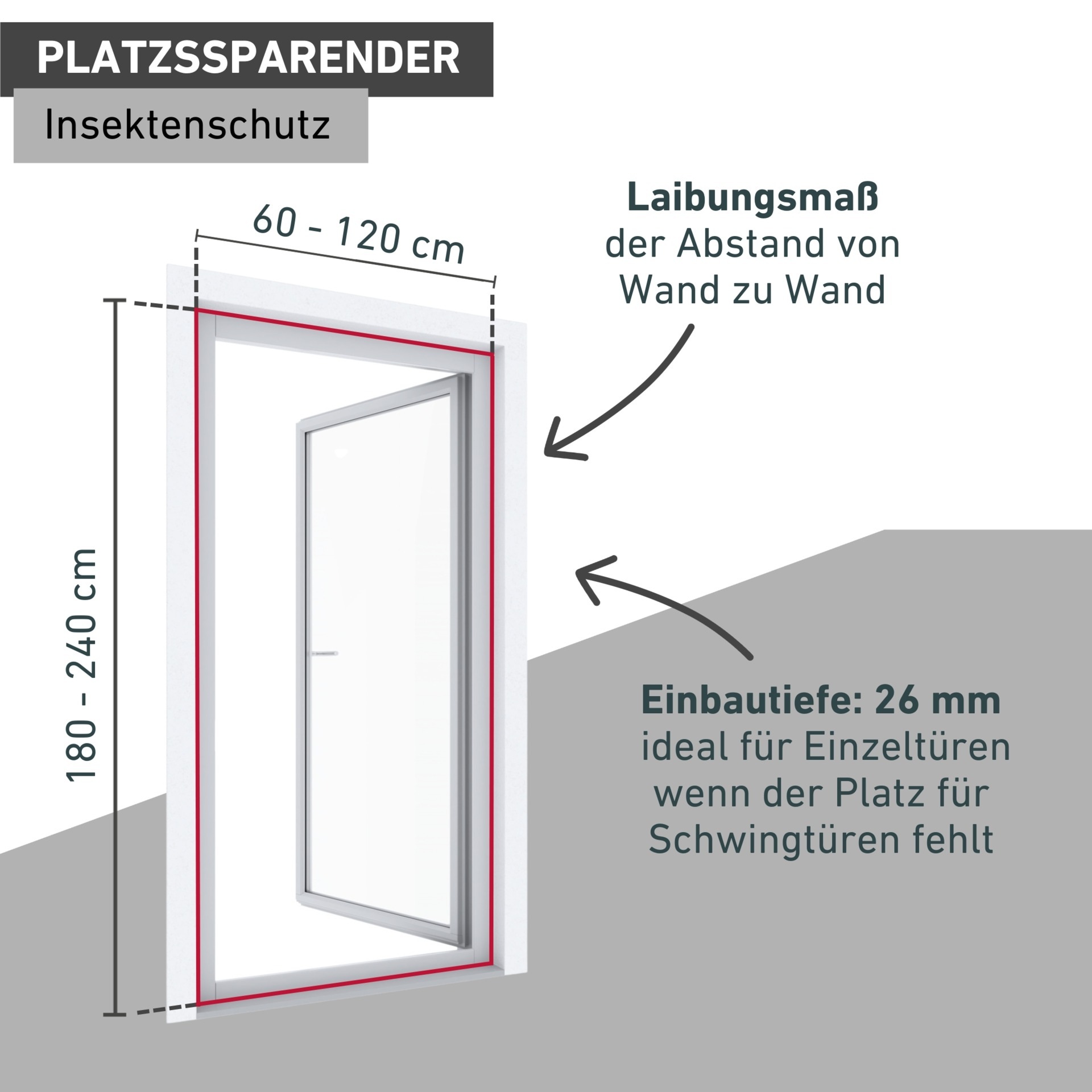 Windhager Insektenschutz-Tür »Expert für Einzeltüren mit Alurahmen, Fliegengitter Tür Plissee weiß« Plissee‑Insektenschutz für Balkon‑ und Terrassentüren, 240 x 120 cm