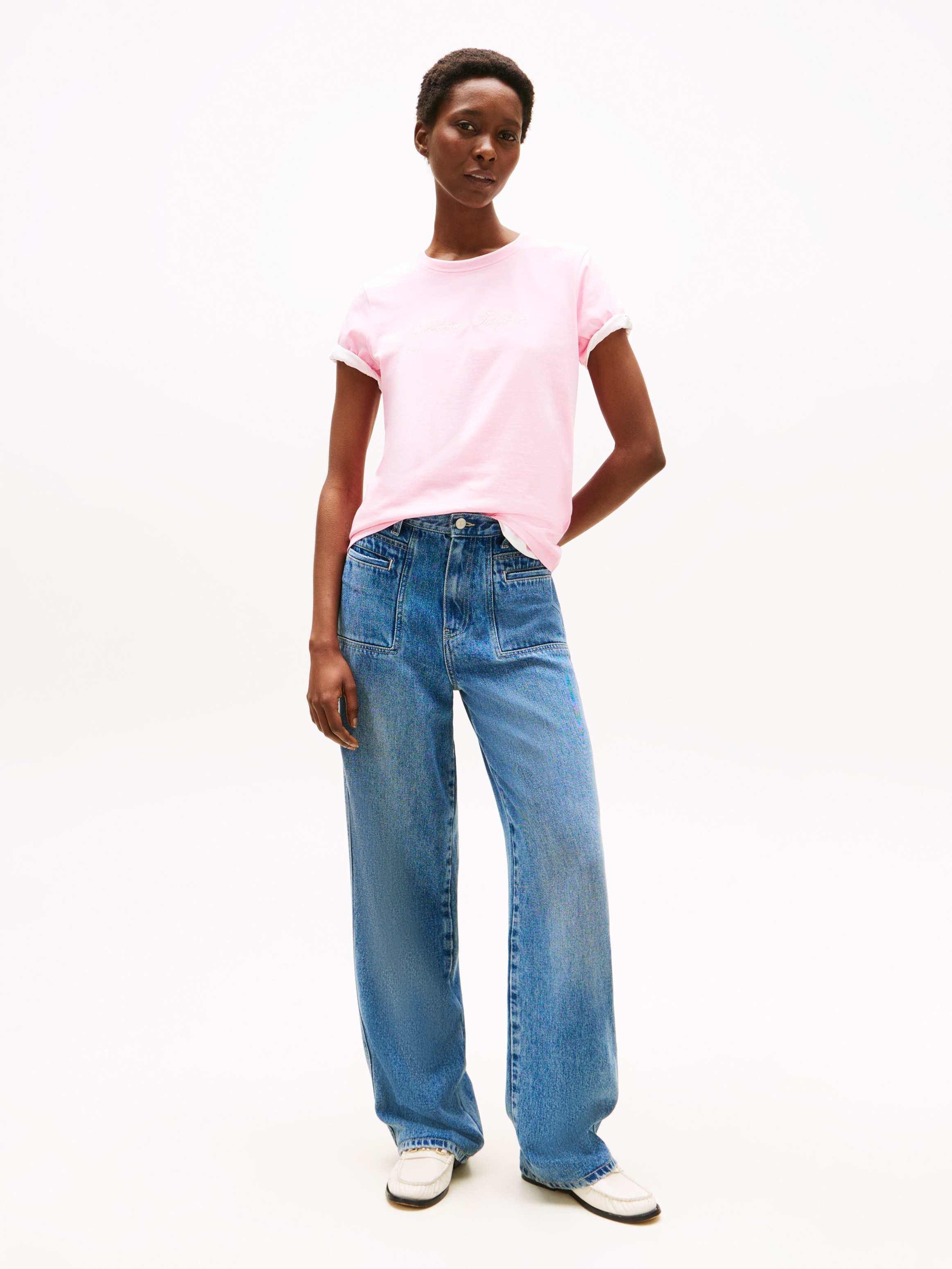 Tommy Hilfiger Kurzarmshirt »SCRIPT REG C-NK SS T-SHIRT«, mit Tommy Hilfiger Script Logo-Schriftzug