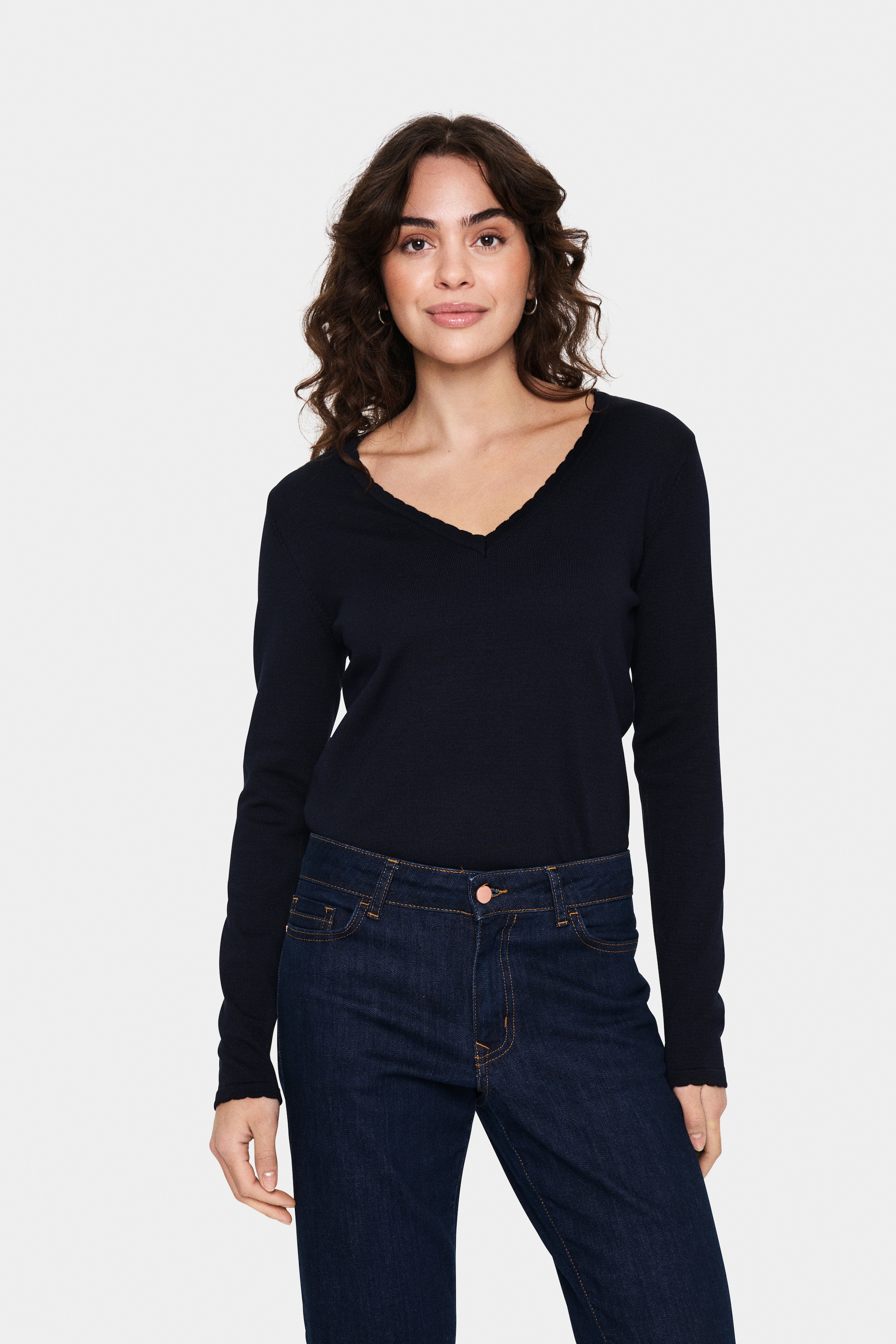 Saint Tropez Strickpullover »MilaSZ LS V-Neck Pullover« Viskosemischung, Regular fit