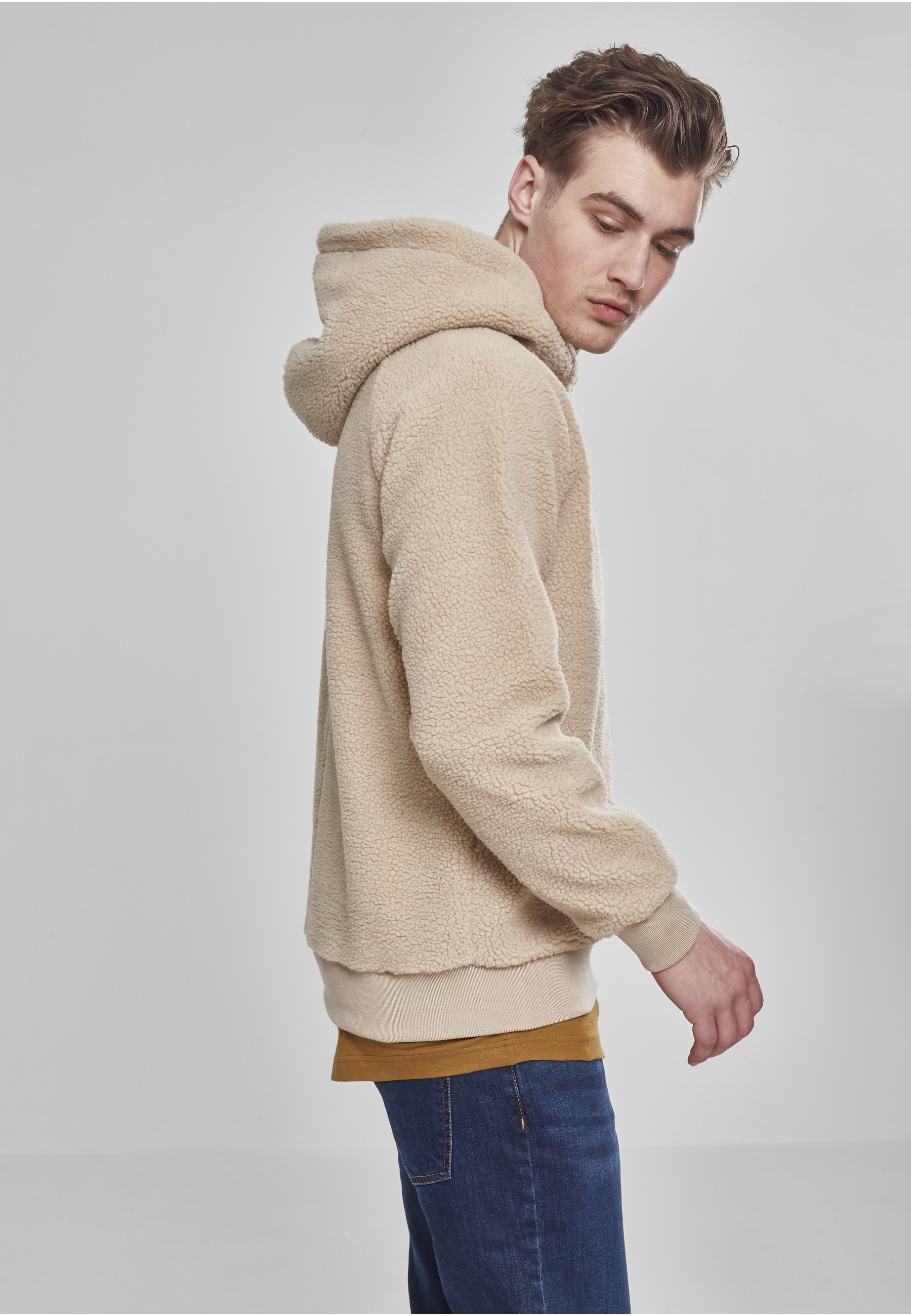 URBAN CLASSICS Rundhalspullover »Urban Classics Herren Sherpa Hoody« 1 Stk.
