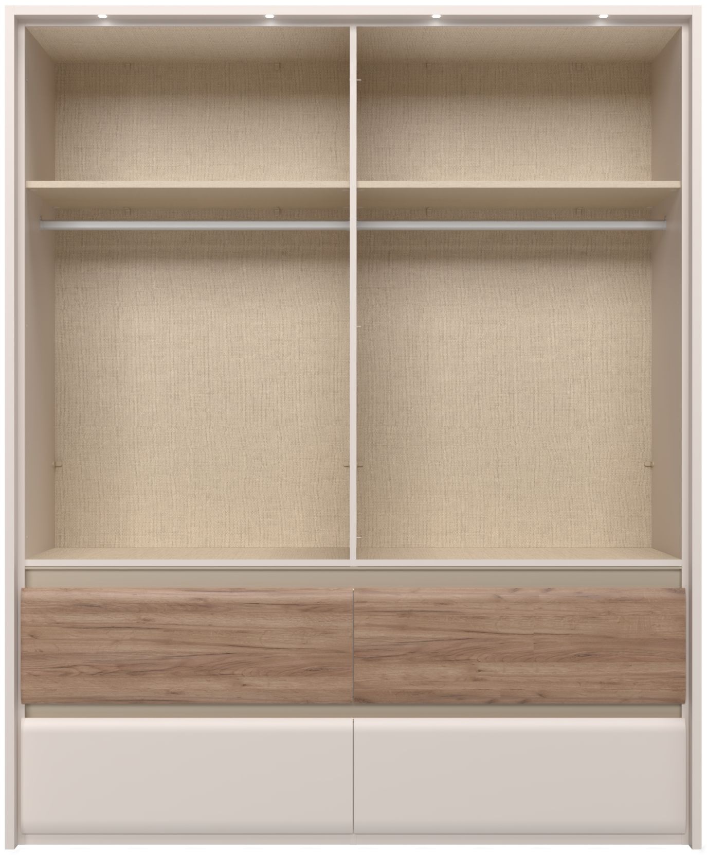 Places of Style Kleiderschrank »Invictus, UV lackiert, FSC-zertifiziert, grifflose Optik«, (abgerundete Schubladen aus MDF im Holzdekor, soft-close), mit Beleuchtung, Türen komplett verspiegelt, hoher Schrank (226cm)