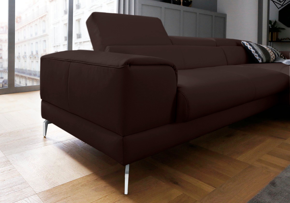 W.SCHILLIG Ecksofa »piedroo, Designsofa mit tollem Sitzkomfort, bequem und elegant, L-Form«, Kopfteilverstellung, wahlweise mit Sitztiefenverstellung, Breite 303cm