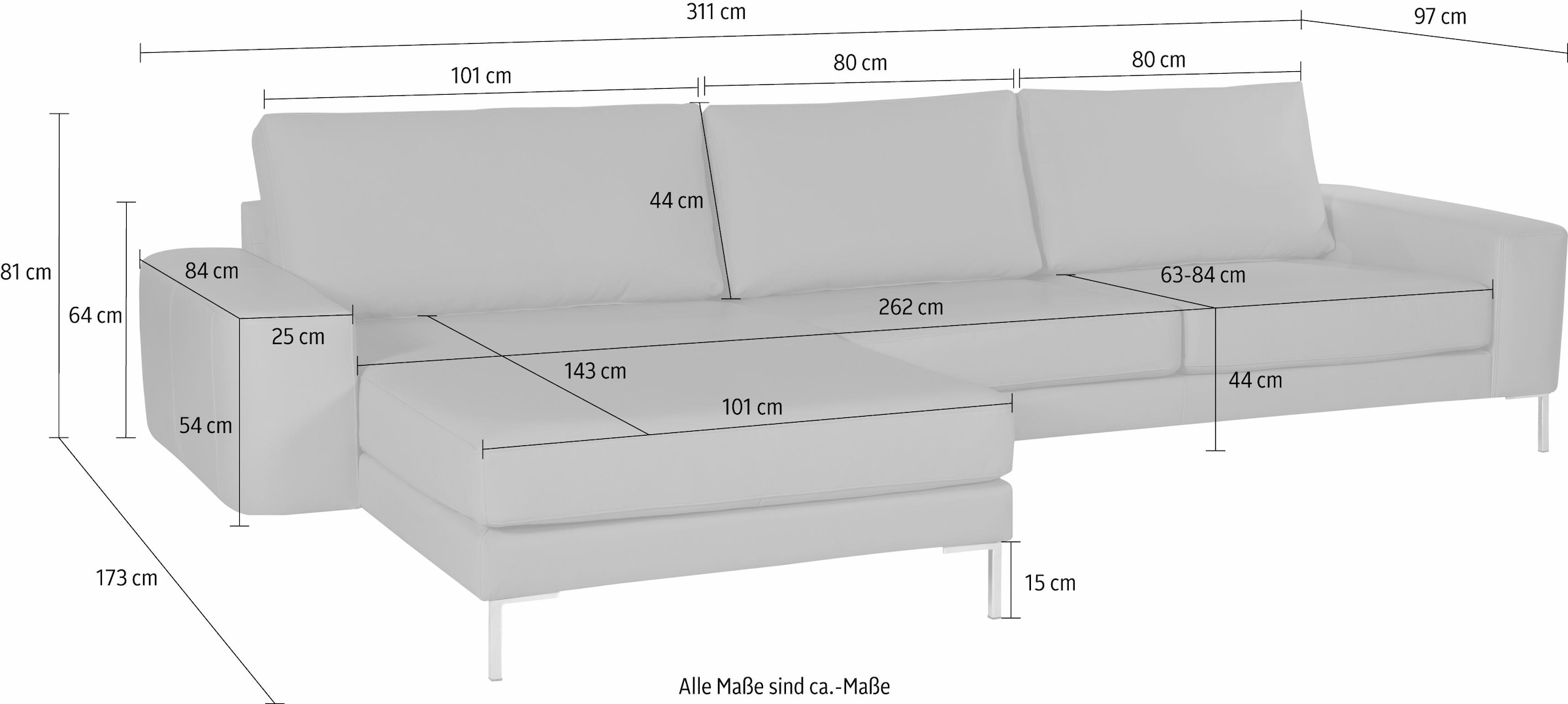 Alte Gerberei Ecksofa »Lexgaard, L-Form«, inkl. Rückenkissen, Ottomane wahlweise rechts oder links