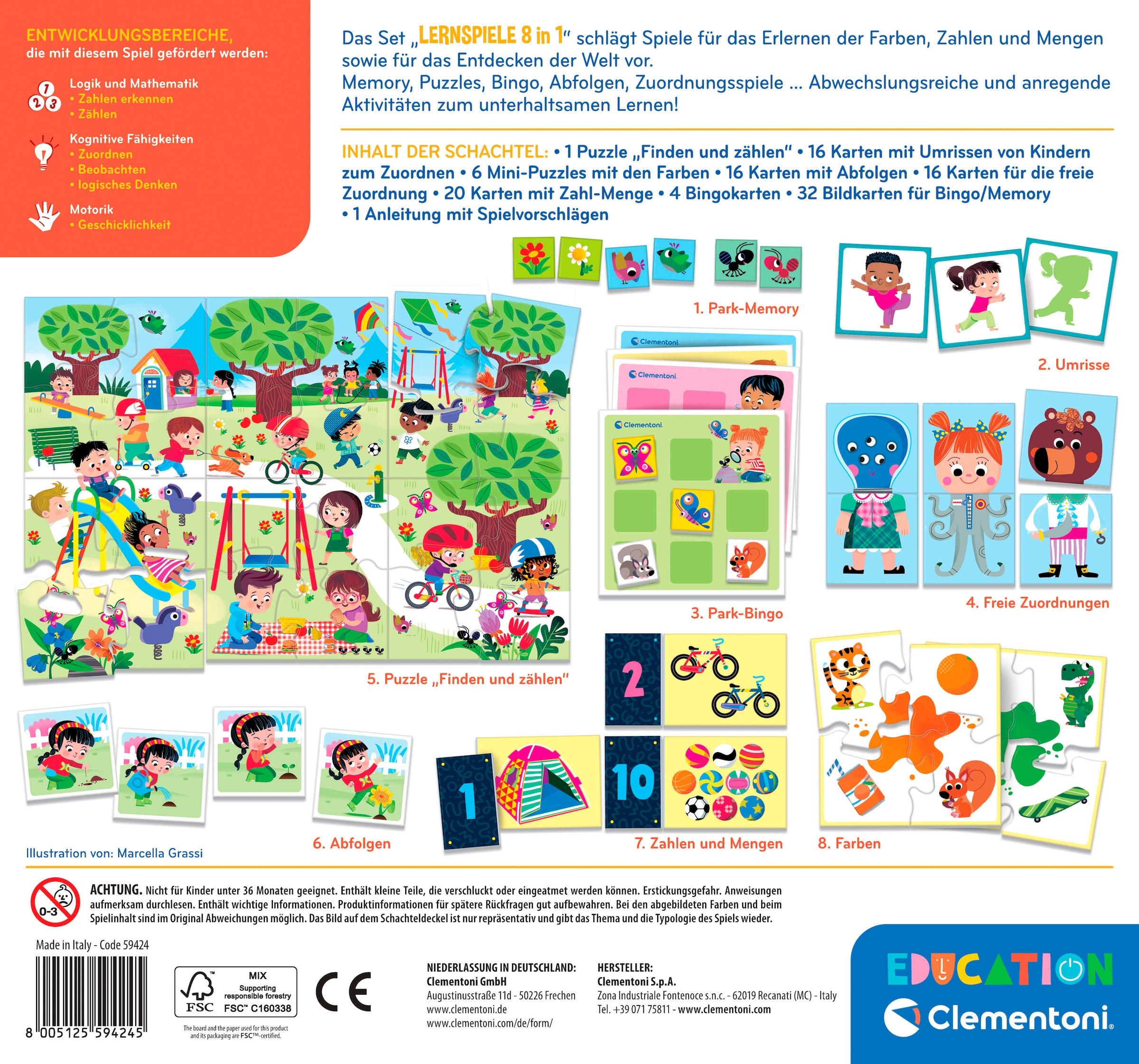 Clementoni® Spiel »Education, Lernspiel 8 in 1«, Made in Europe