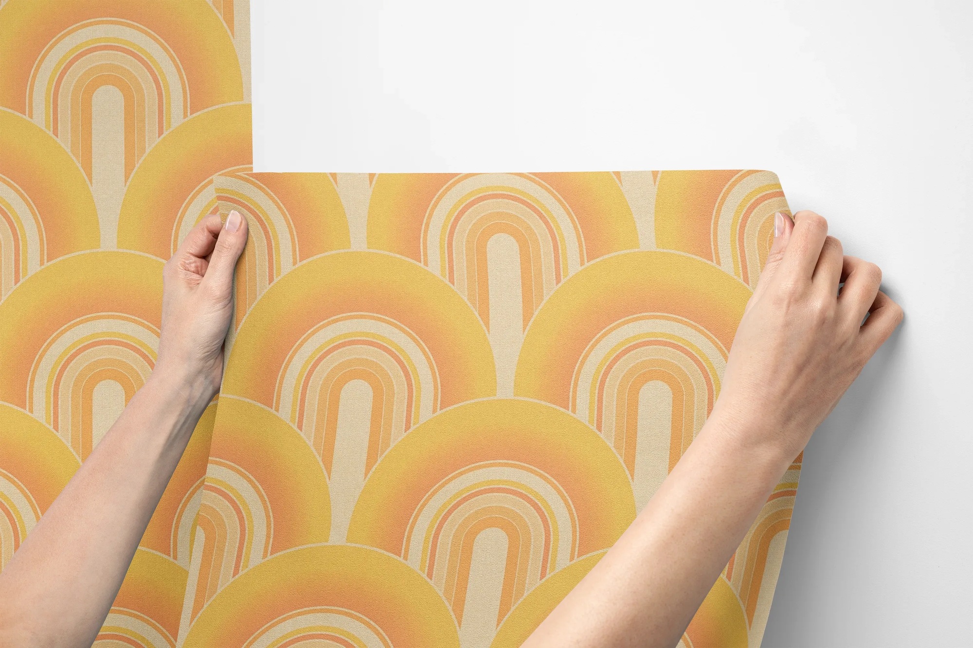 A.S. Création Vliestapete »Retro-Grafik« Retro leicht strukturiert Vliestapete Retro Art-Déco 3D-Grafik, Creme, Gelb und Orange