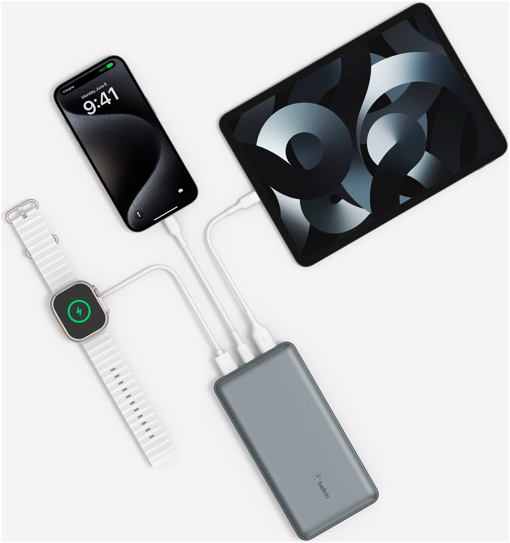 Belkin Powerbank »BOOST CHARGE 10K 15W, USB-A & -C 20.000mAh«, Belkin BOOST CHARGE Powerbank,20.000mAh 15W,USB-A & -C, grau