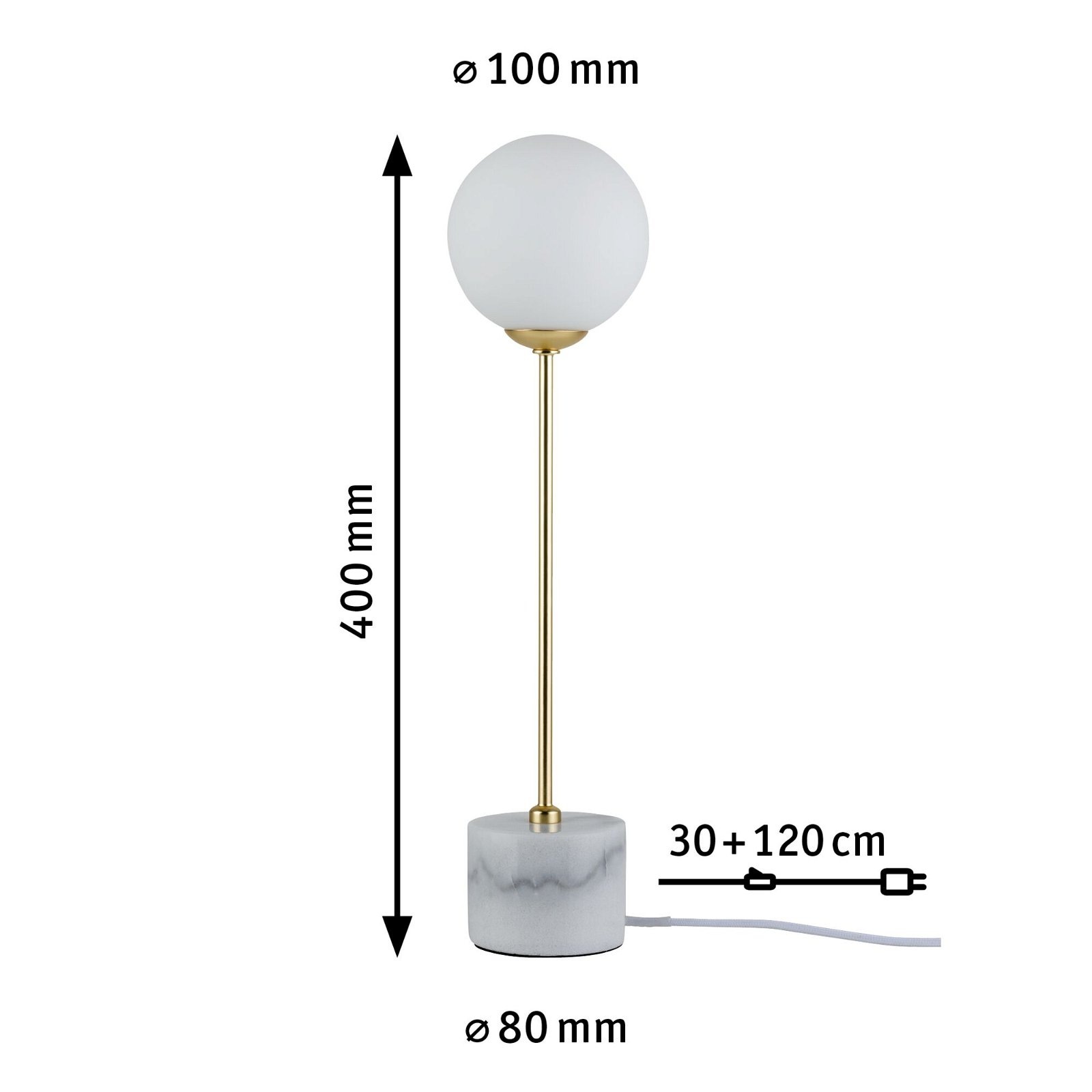 Paulmann Tischleuchte »Neordic Moa max.1x10W G9 Weiß/Gold matt 230V Glas/Marmor/Metall«, 1 flammig, Leuchtmittel G9 | ohne Leuchtmittel