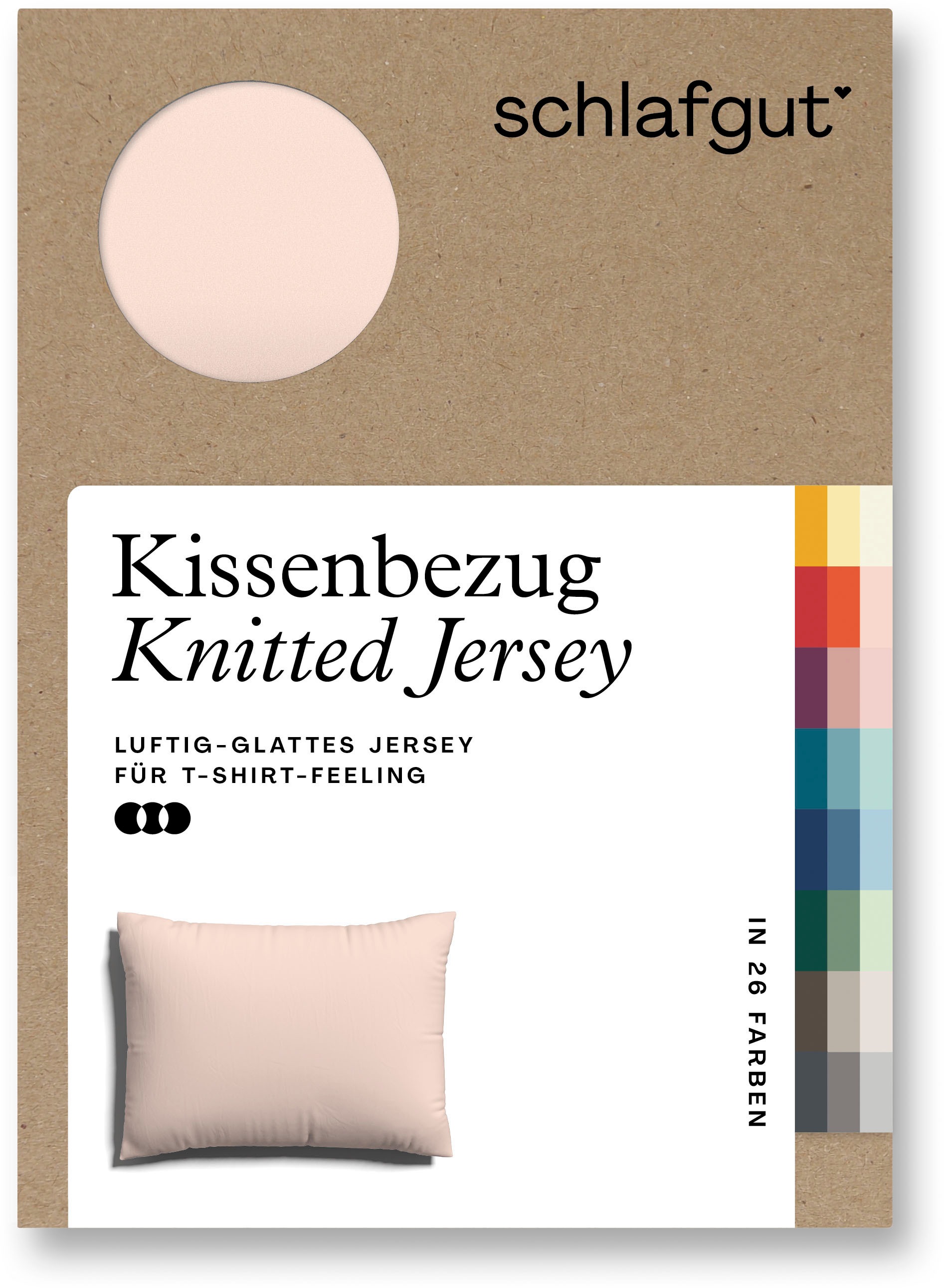 Schlafgut Kissenbezug »Knitted Jersey aus Bio-Baumwolle mit Elasthan, bügelfrei,«, (1 St.), besonders fein gestrickt, Kissenhülle mit farbigem Reißverschluss