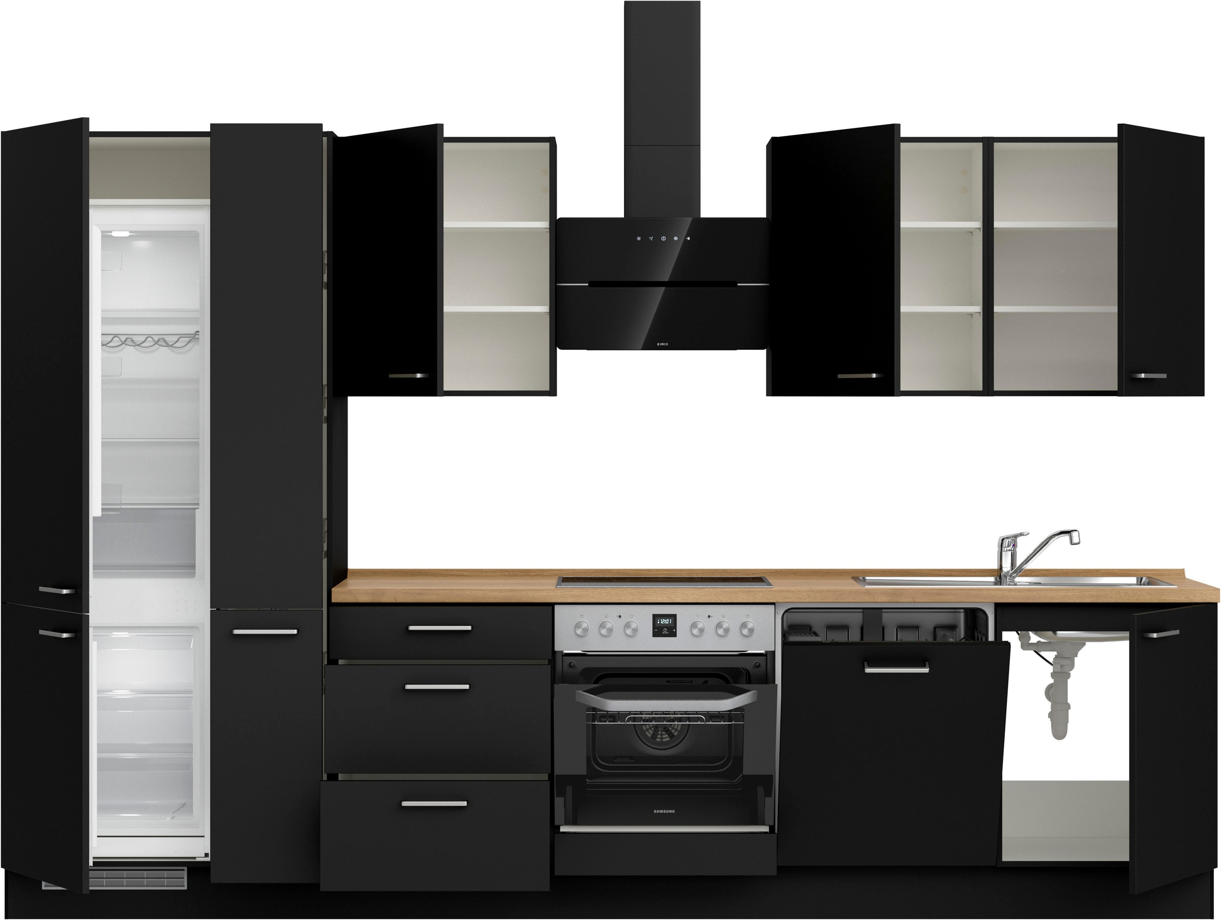 nobilia® Küchenzeile »"Touch II"«, vormontiert, Ausrichtung wählbar, Breite 330 cm, wahlw. mit E-Geräten