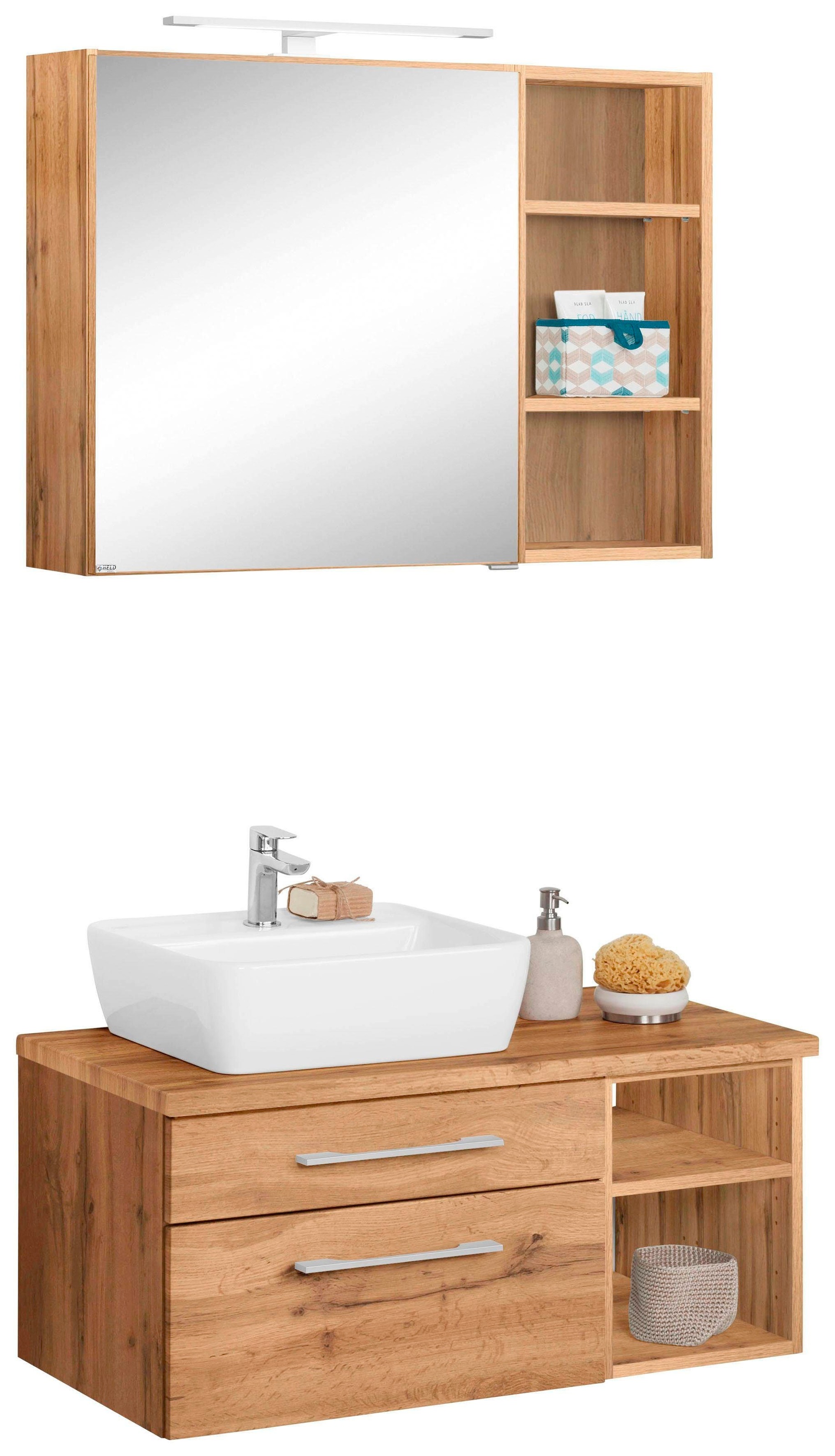 welltime Badmöbel-Set »Davos« 3 Stk. tlg. Spiegelschrank, Regal und Waschti günstig online kaufen