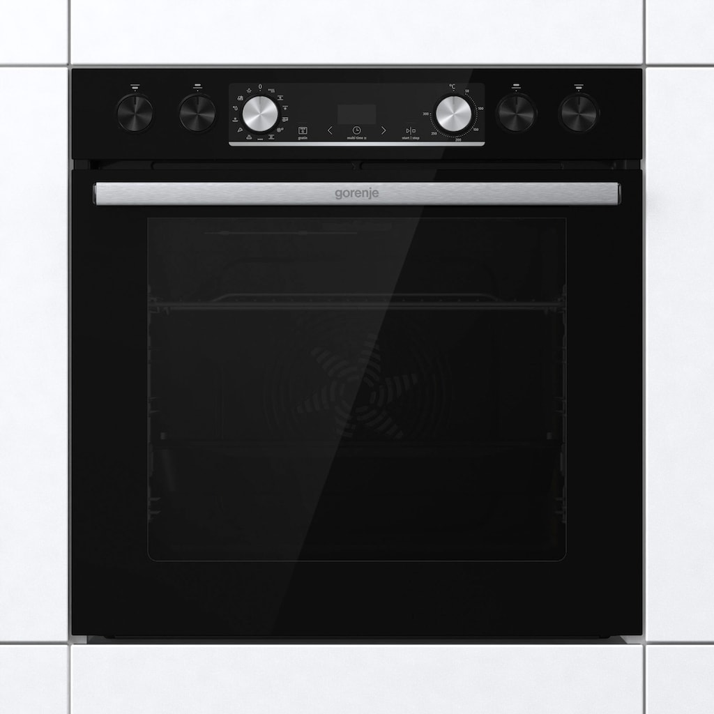 GORENJE Elektro-Herd-Set »Black Set 4«, BCX6737E05BG, mit 1-fach-Teleskopauszug, Aqua Clean, (Set)